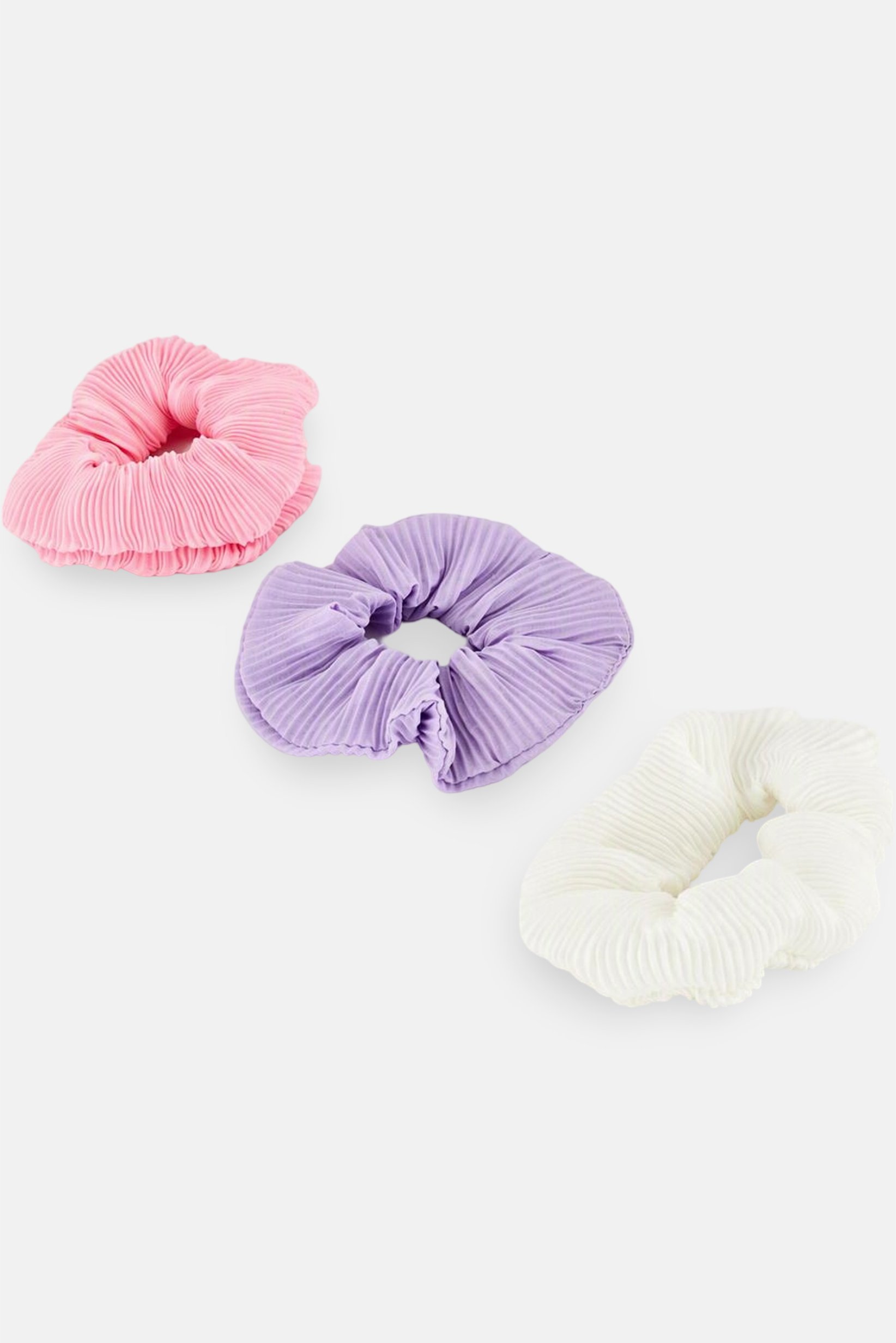 Kids Girl 3 Pcs Textured Scrunchies, Multicolor