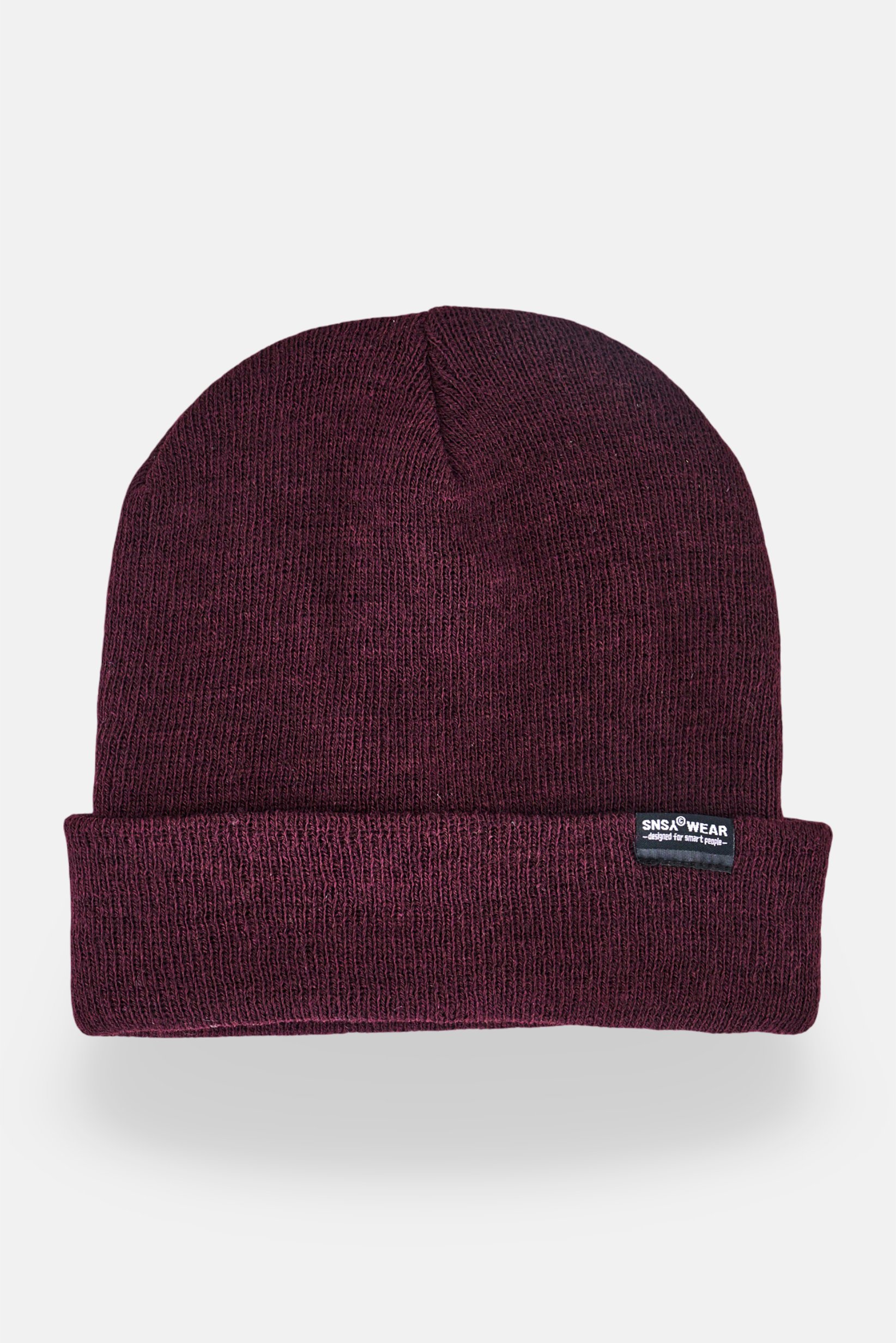 Men Solid Beanie Hat, Burgundy