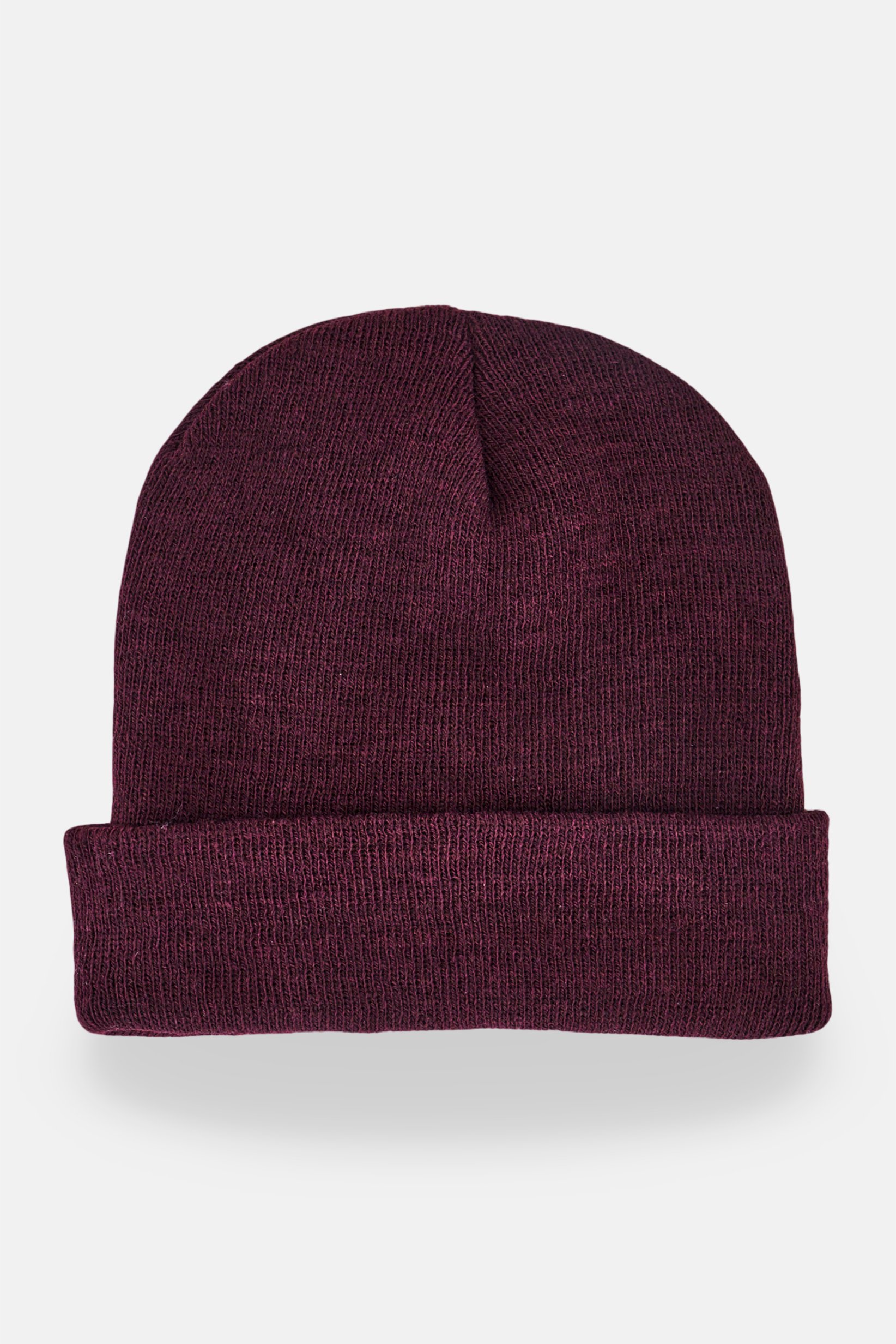 Men Solid Beanie Hat, Burgundy