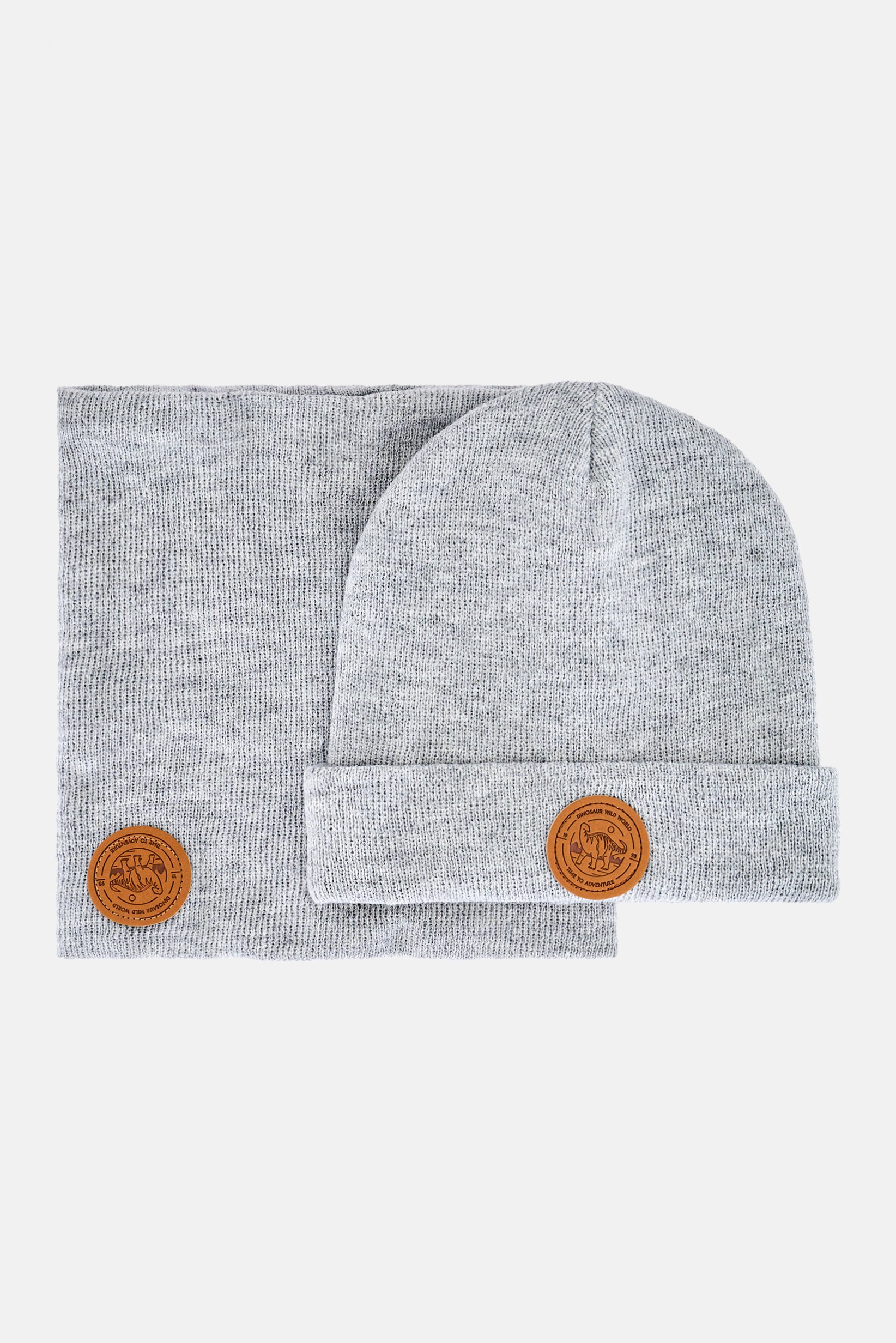 Men 2 Pcs Knitted Beanie, Grey