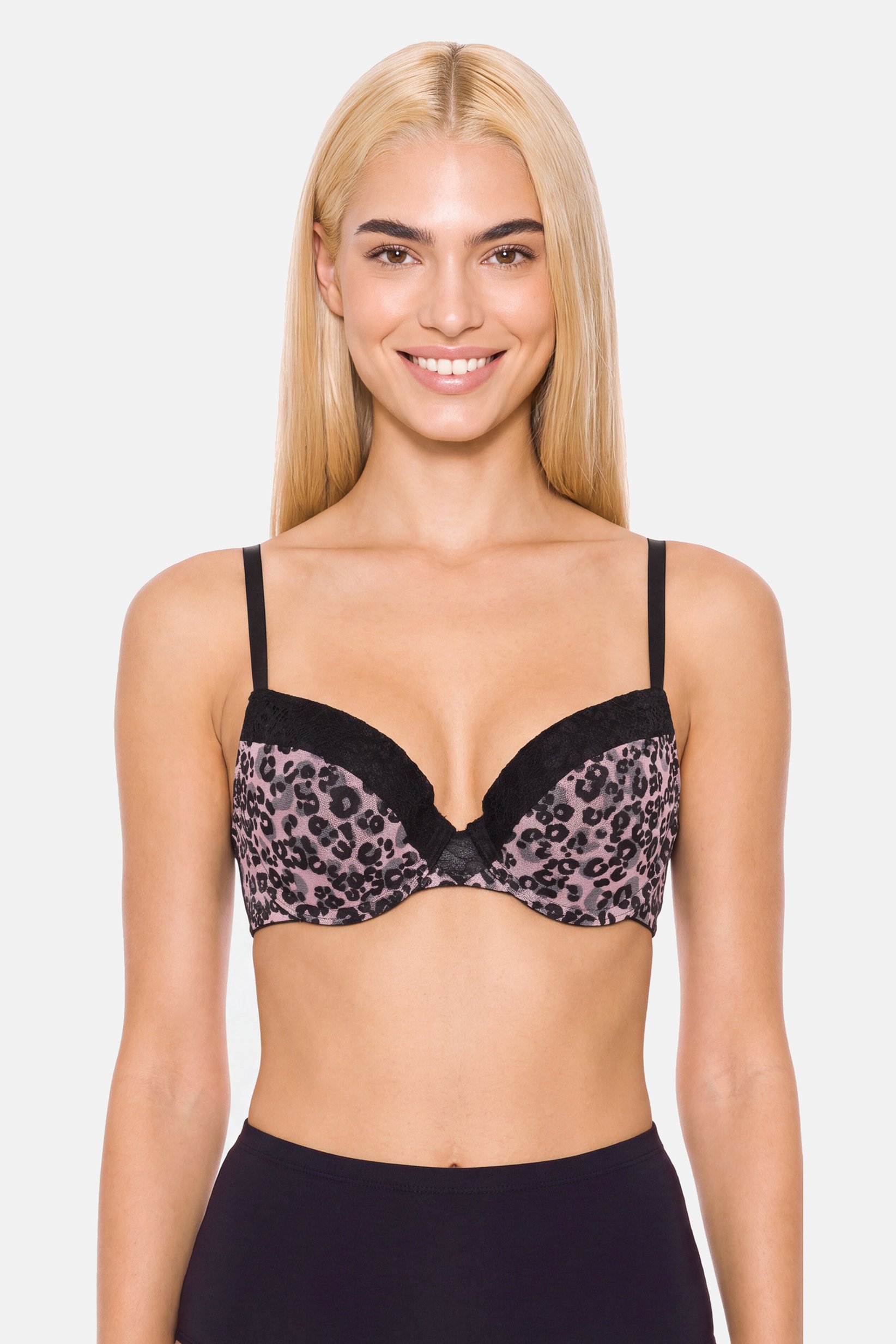 Women Animal Print Wired Padded Bra, Multicolor