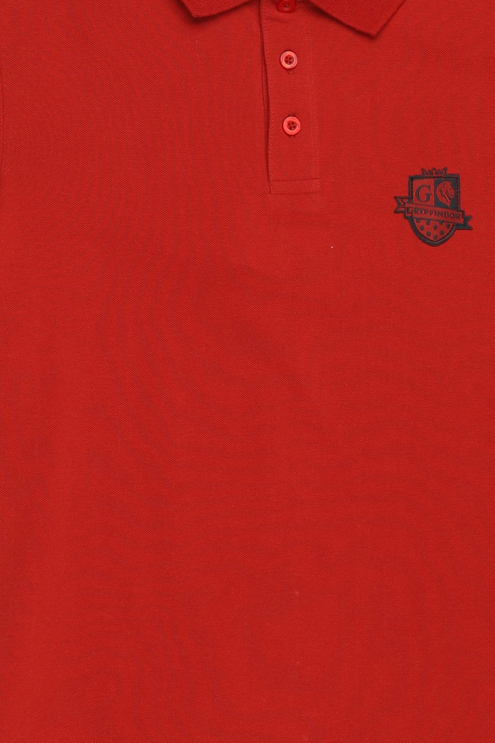 Sinsay x Harry Potter Men Regular Fit Graphic Print Short Sleeve Polo Shirt, Dark Red