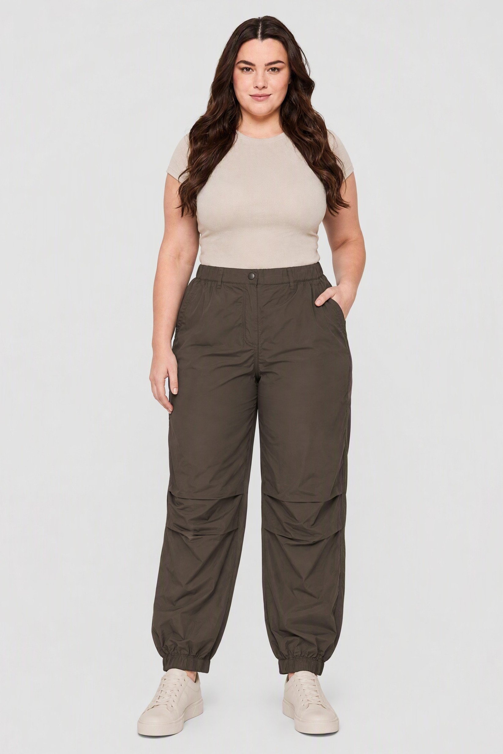 Women Regular Fit Plain Jogger Pants, Dark Olive