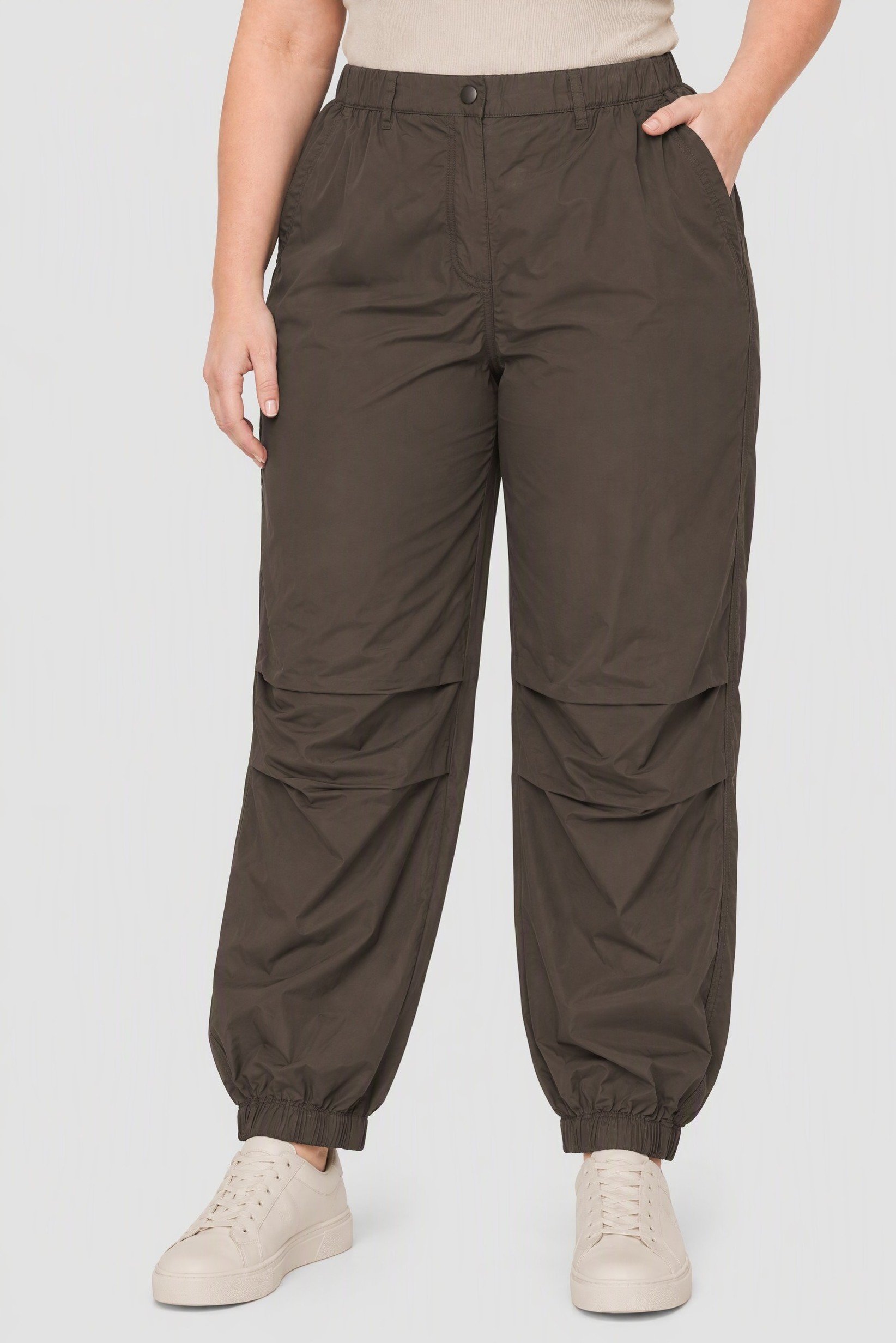 Women Regular Fit Plain Jogger Pants, Dark Olive
