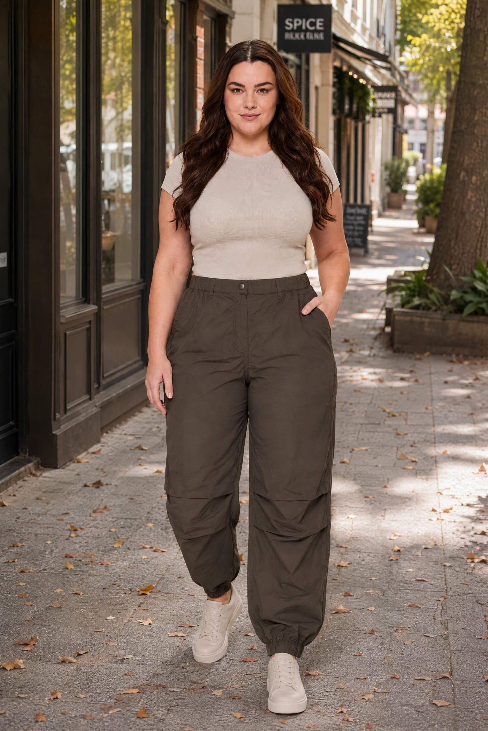 Women Regular Fit Plain Jogger Pants, Dark Olive