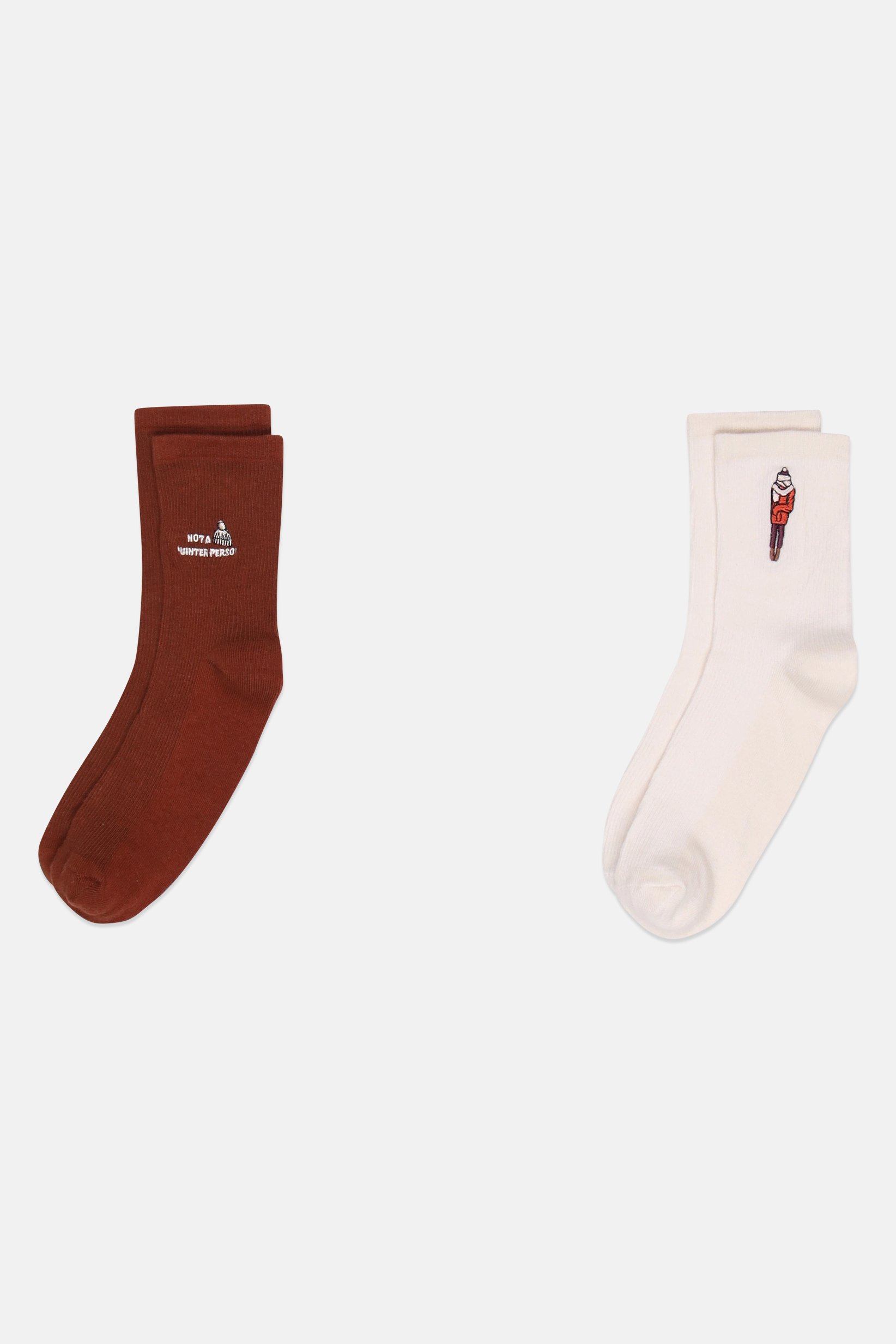 Women 2 Pairs Embroidered Ankle Socks, Multicolor