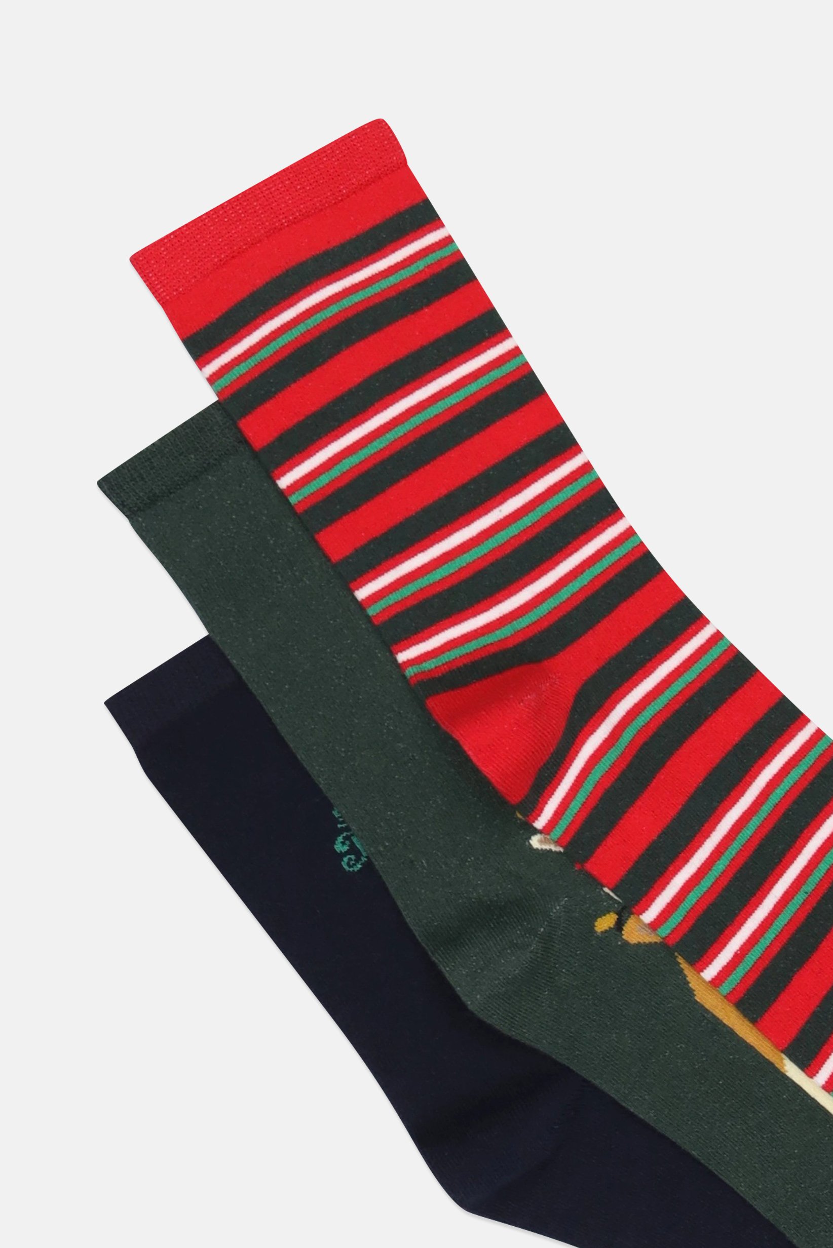 Men 3 Pairs Graphic Print Crew Socks, Multicolor