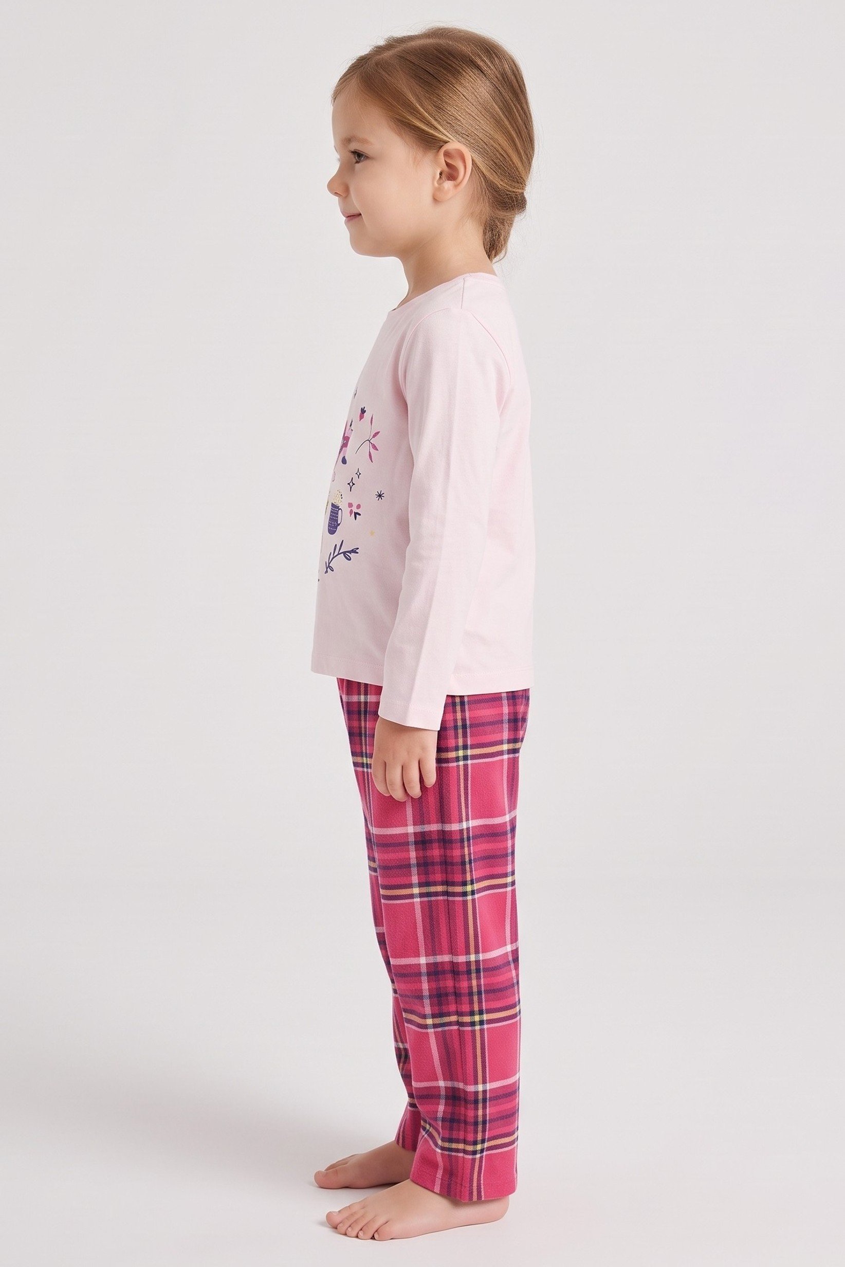 Toddlers Girl 2 Pieces Graphic Print Top And Pants Sleepwear Set, Multicolor