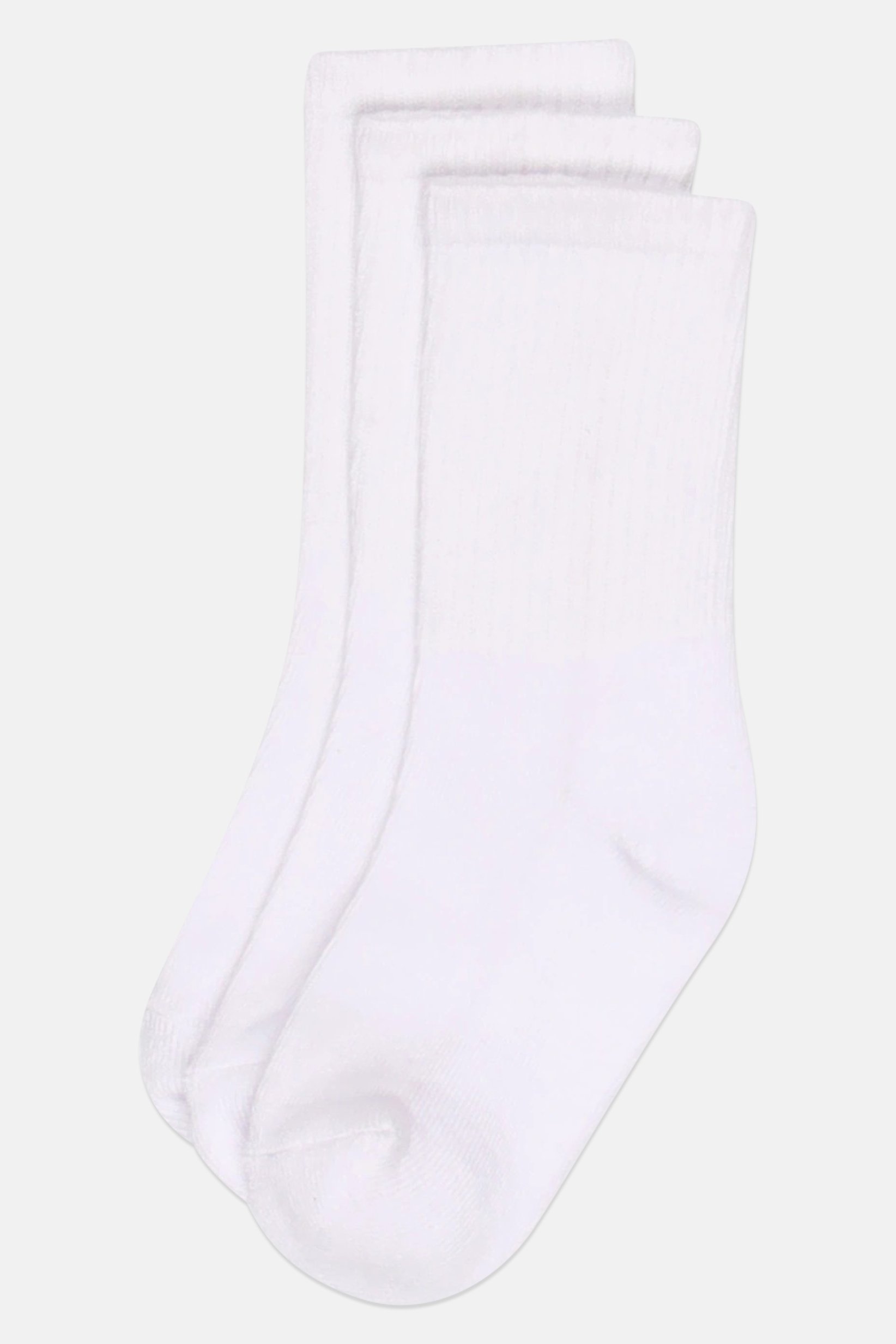 Toddlers Girl 3 Pairs Ribbed Crew Socks, White