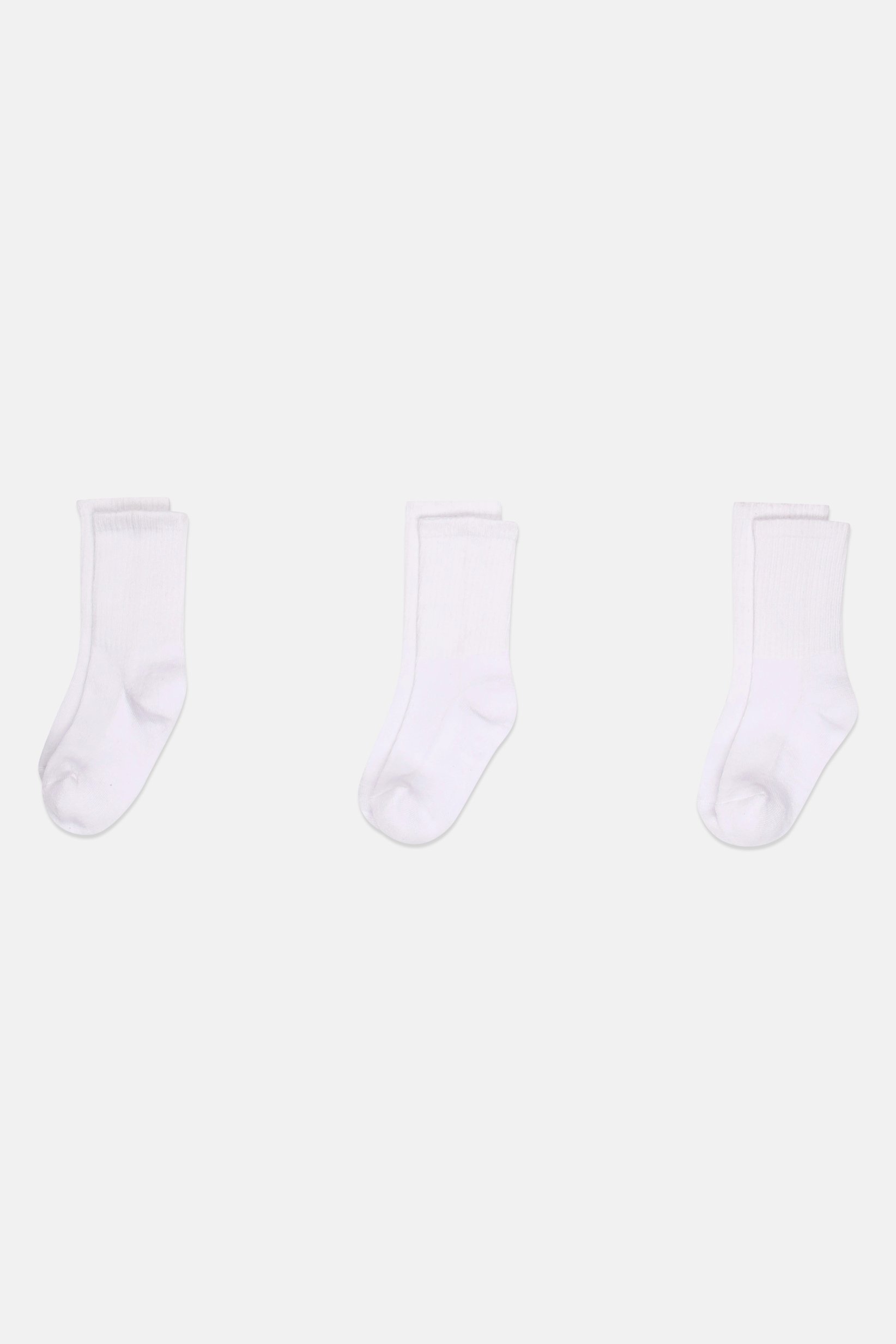 Toddlers Girl 3 Pairs Ribbed Crew Socks, White