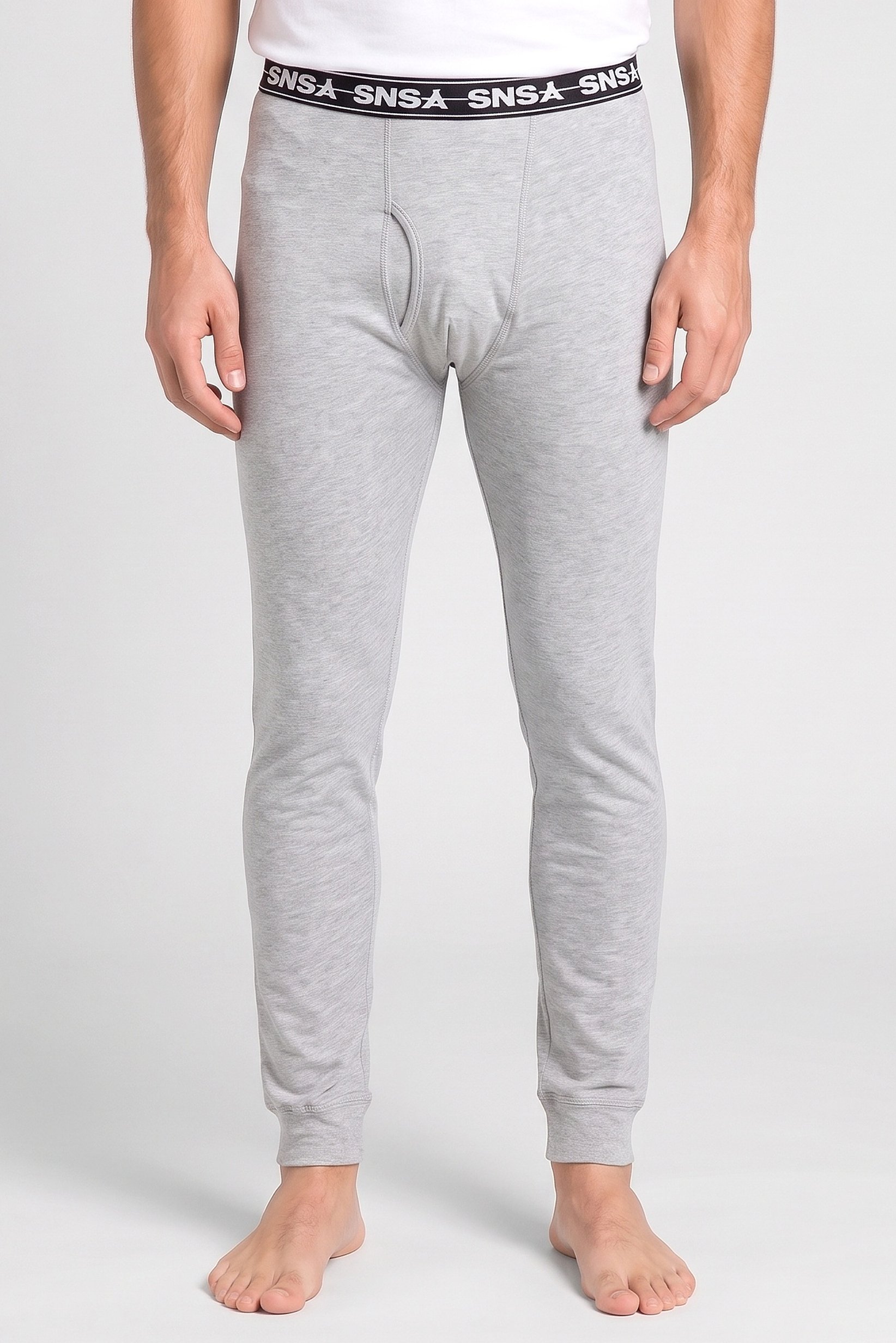 Men 1 Piece Brand Logo Sleepwear Pants, Light Grey