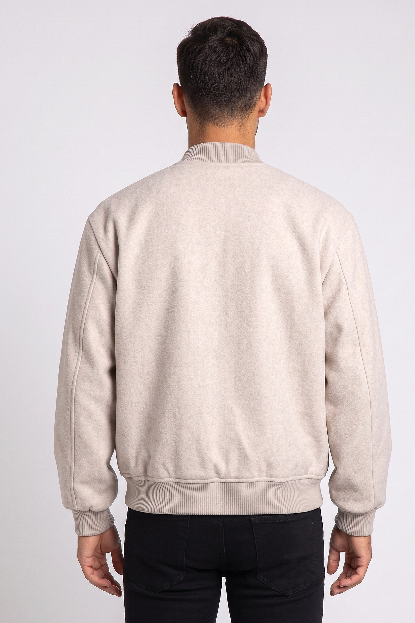 Men Plain Bomber Jacket, Beige