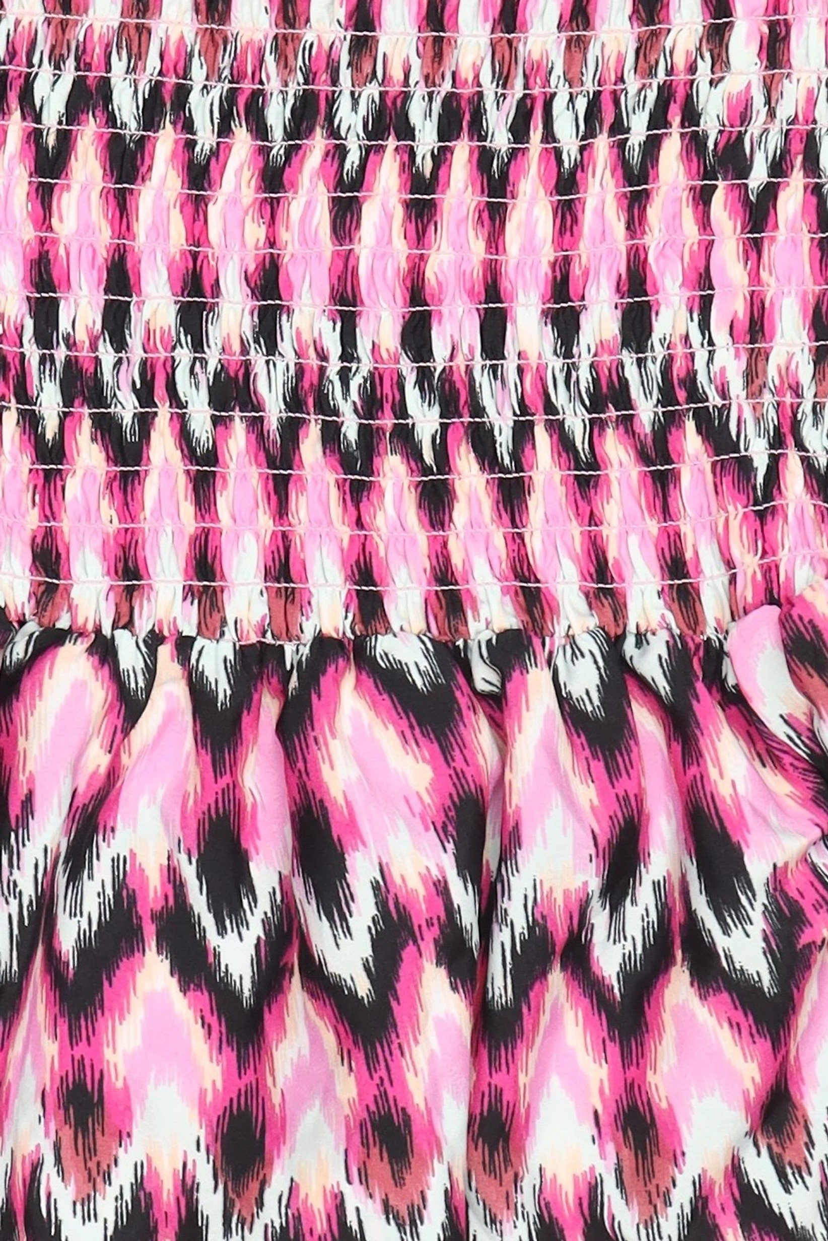 Kids Girl Straight Across Strapless Abstract Tube Top, Multicolor