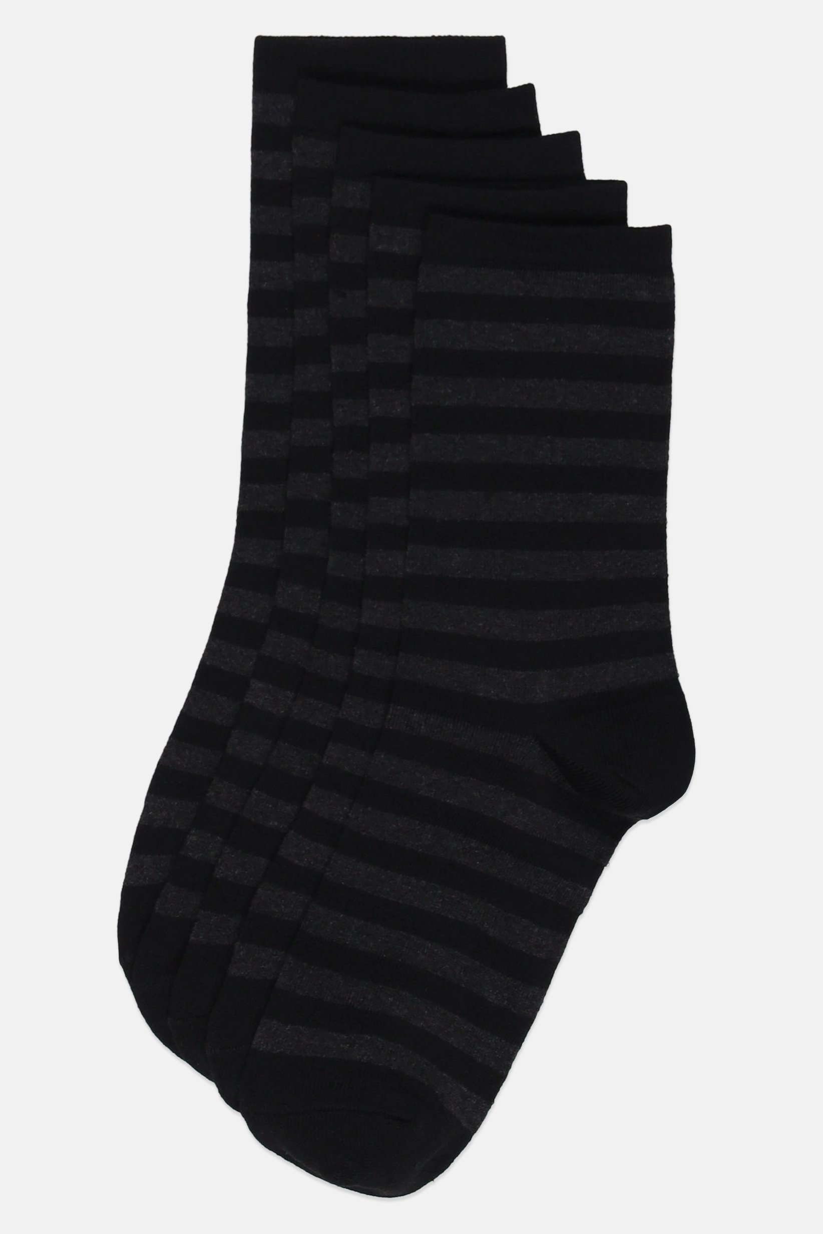 Men 5 Pairs Stripe Crew Socks, Multicolor