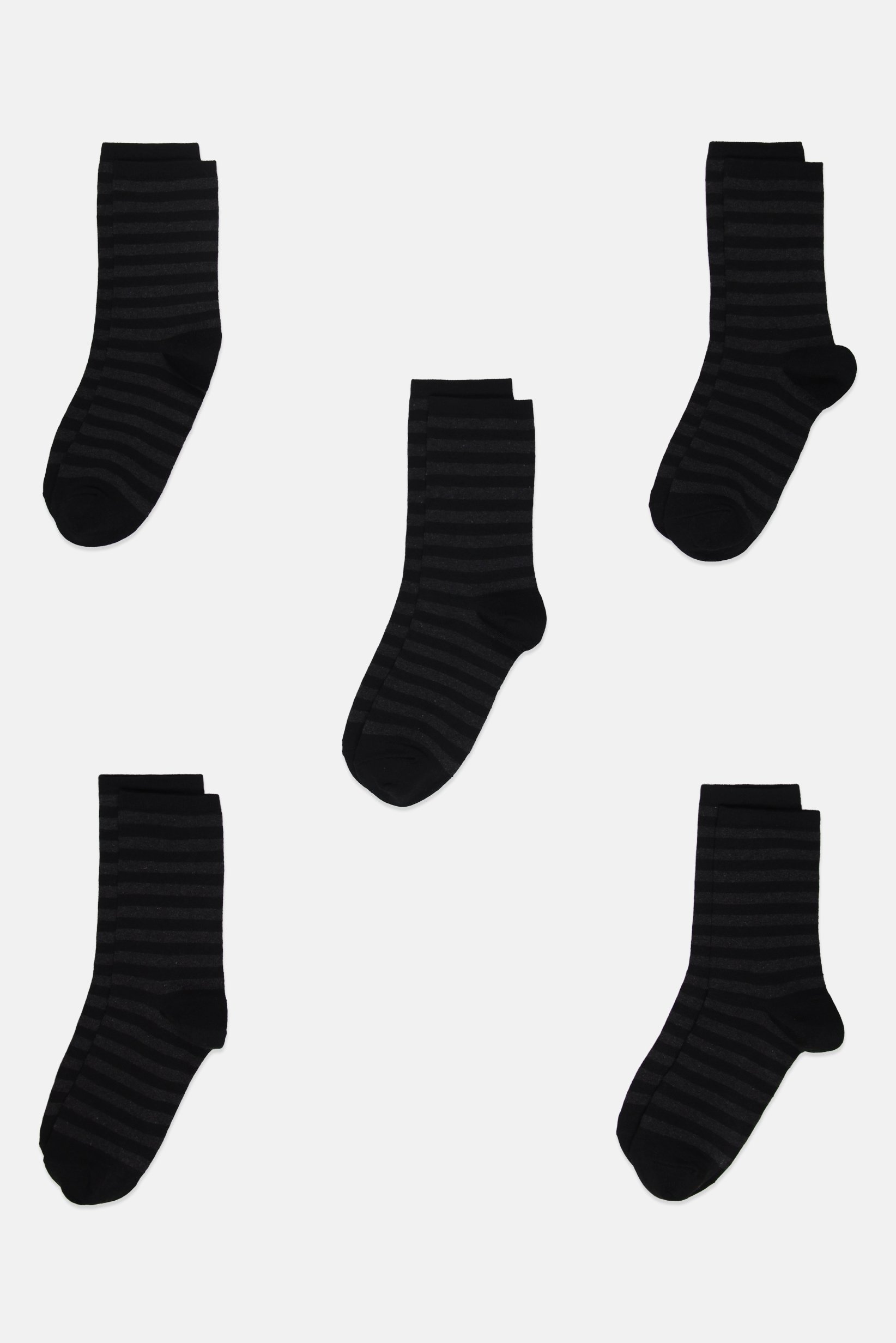 Men 5 Pairs Stripe Crew Socks, Multicolor