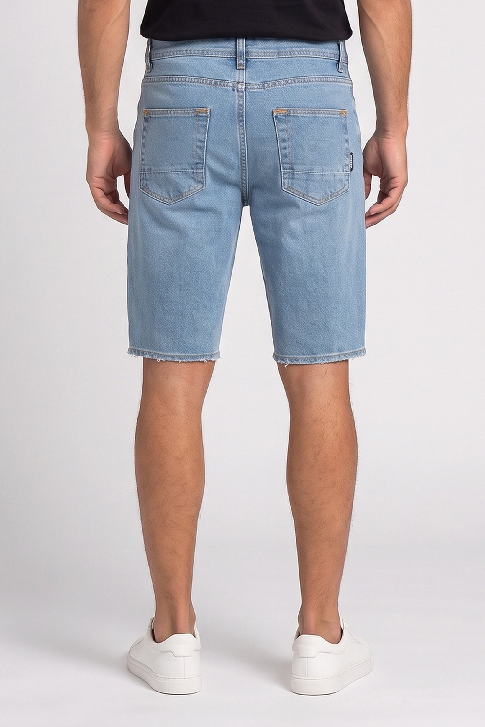 Men Washed Denim Shorts, Navy