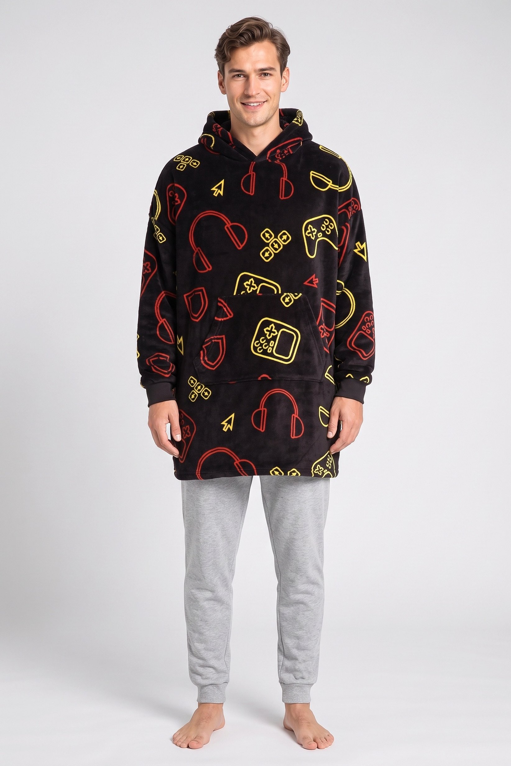 Men Allover Print Hooded Sleepwear, Multicolor