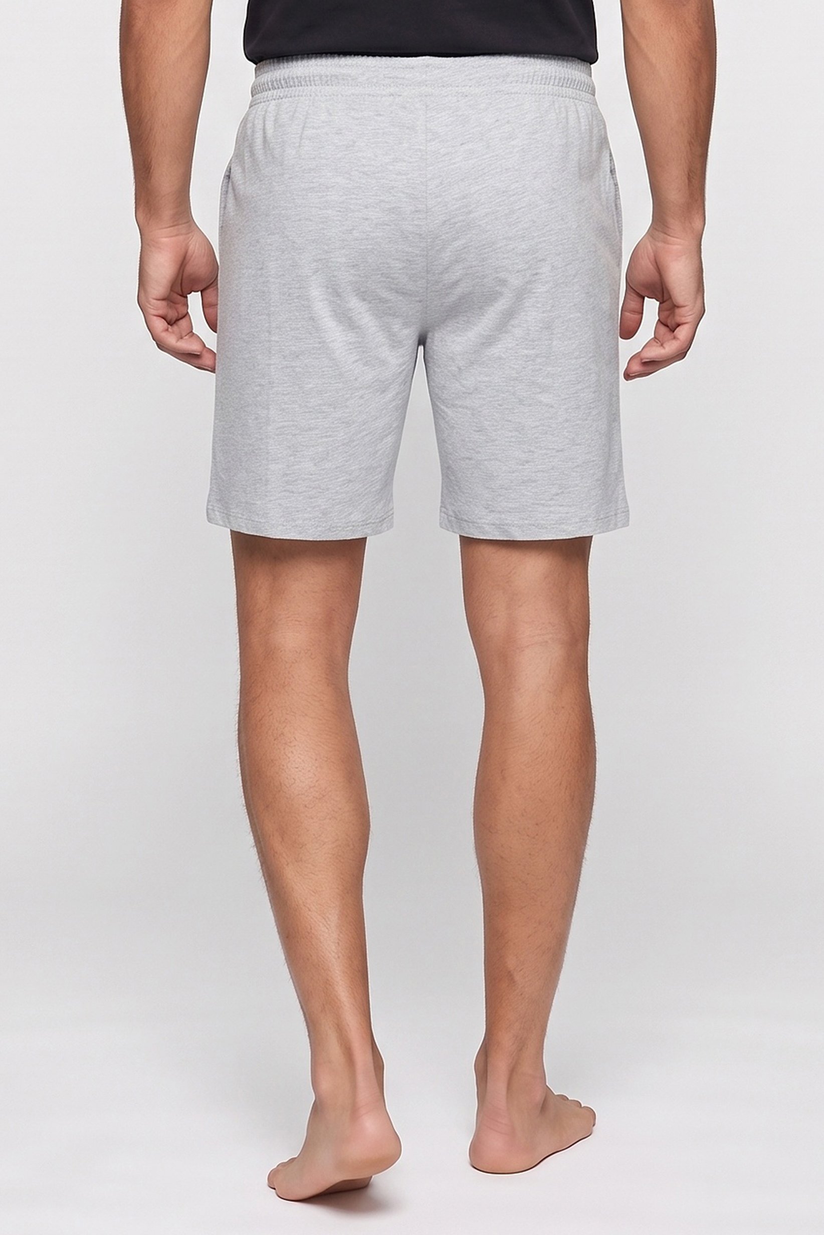 Men Heather Pyjama Drawstring Shorts, Light Grey
