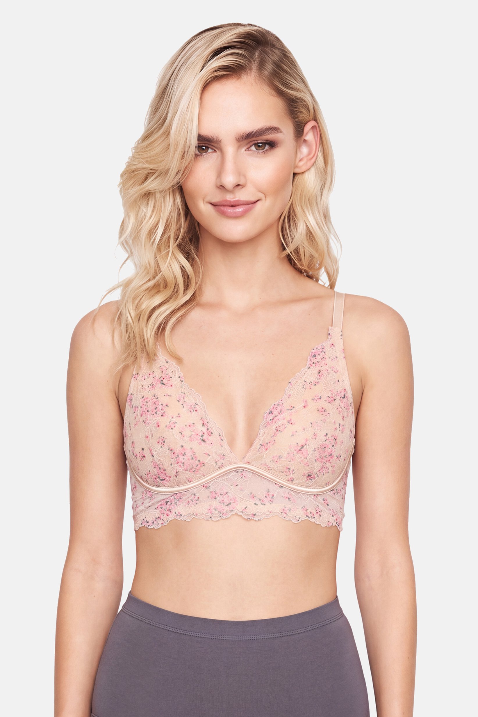 Women Non Padded Floral Print Bralette, Multicolor