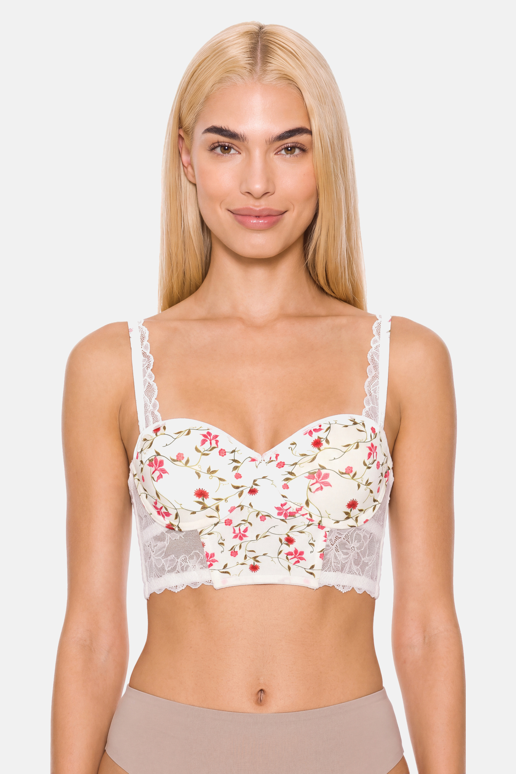 Women Floral Print Wired Padded Bra, Multicolor