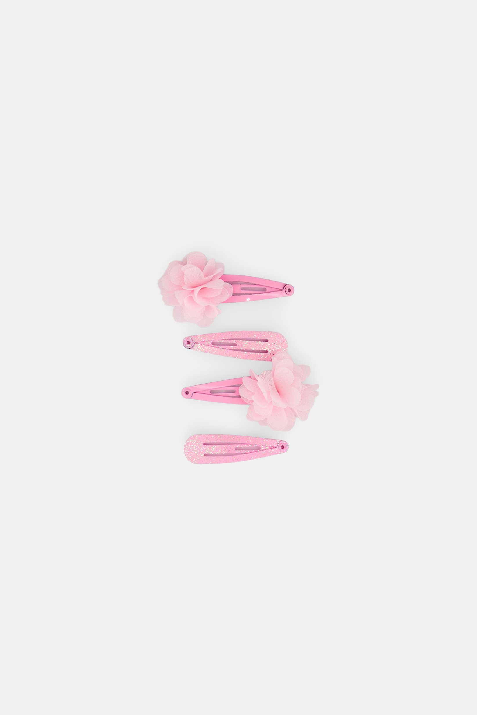 Kids Girl 4 Pcs Textured Hairpins Set, Pink