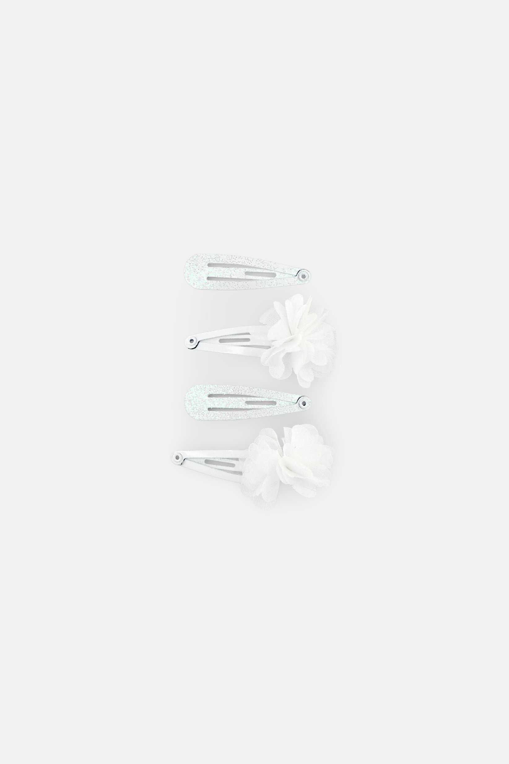 Kids Girl 4 Pcs Textured Hairpins Set, White