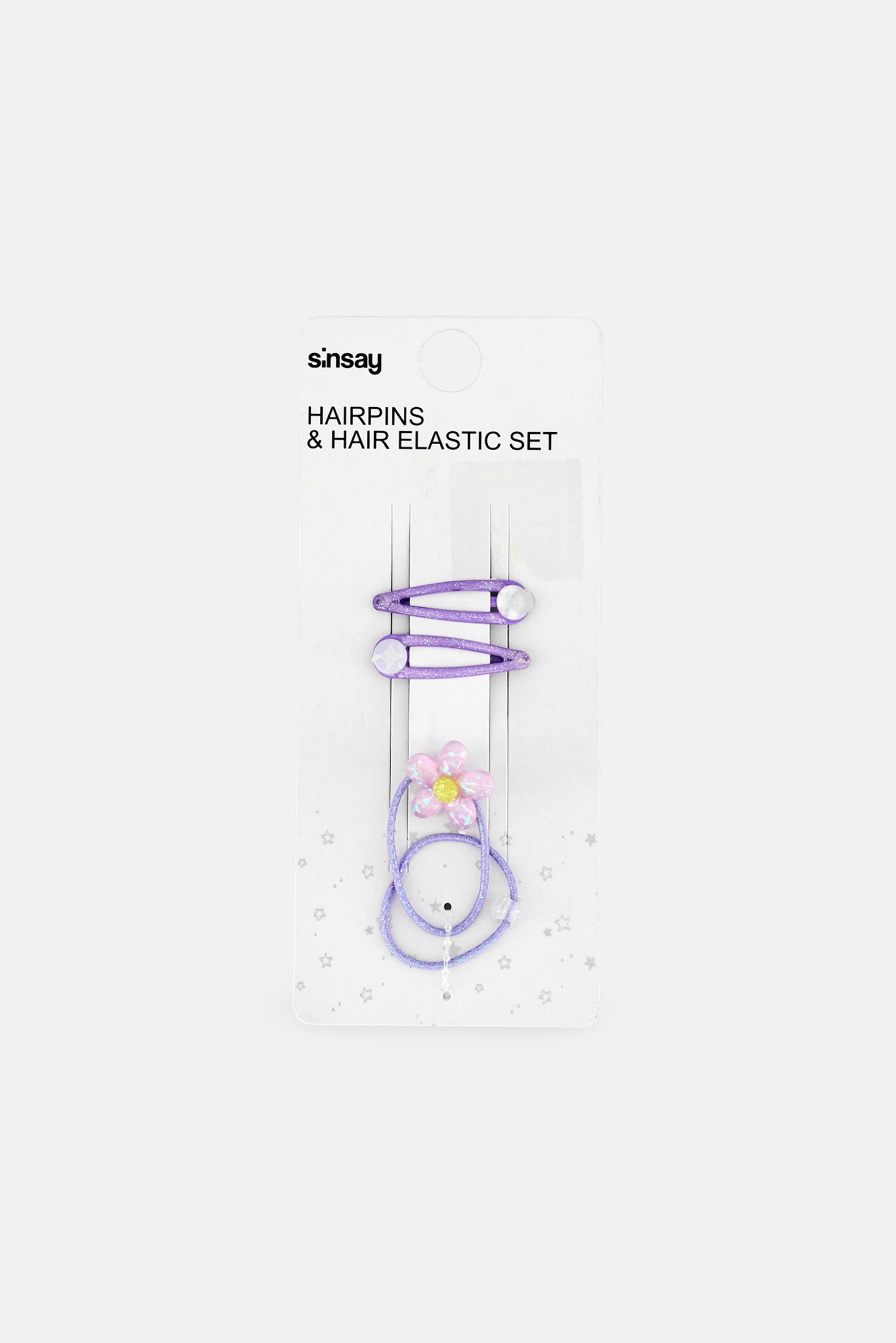 Kids Girl 2 Pieces Hairpin And Hair Elastic Set, Lavender