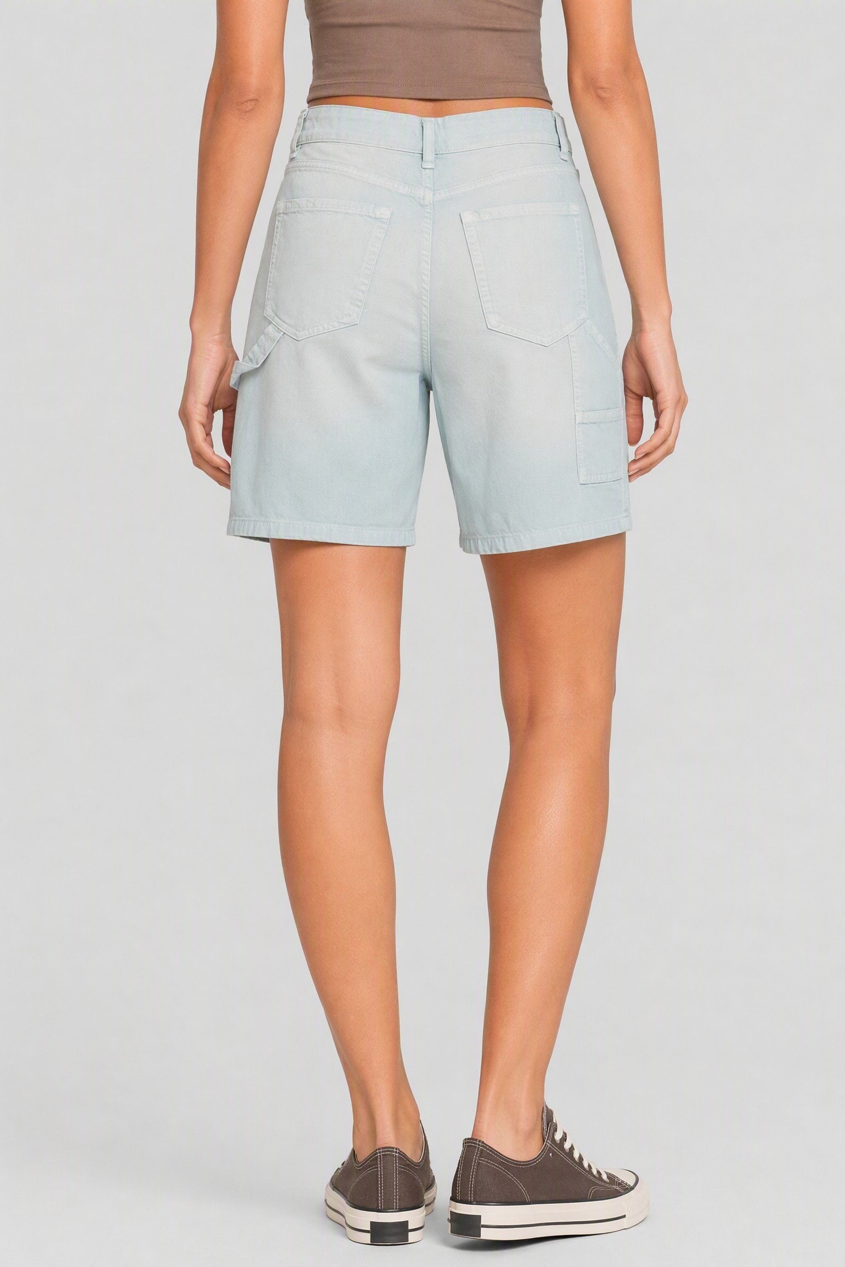 Women Washed Denim Shorts, Light Blue