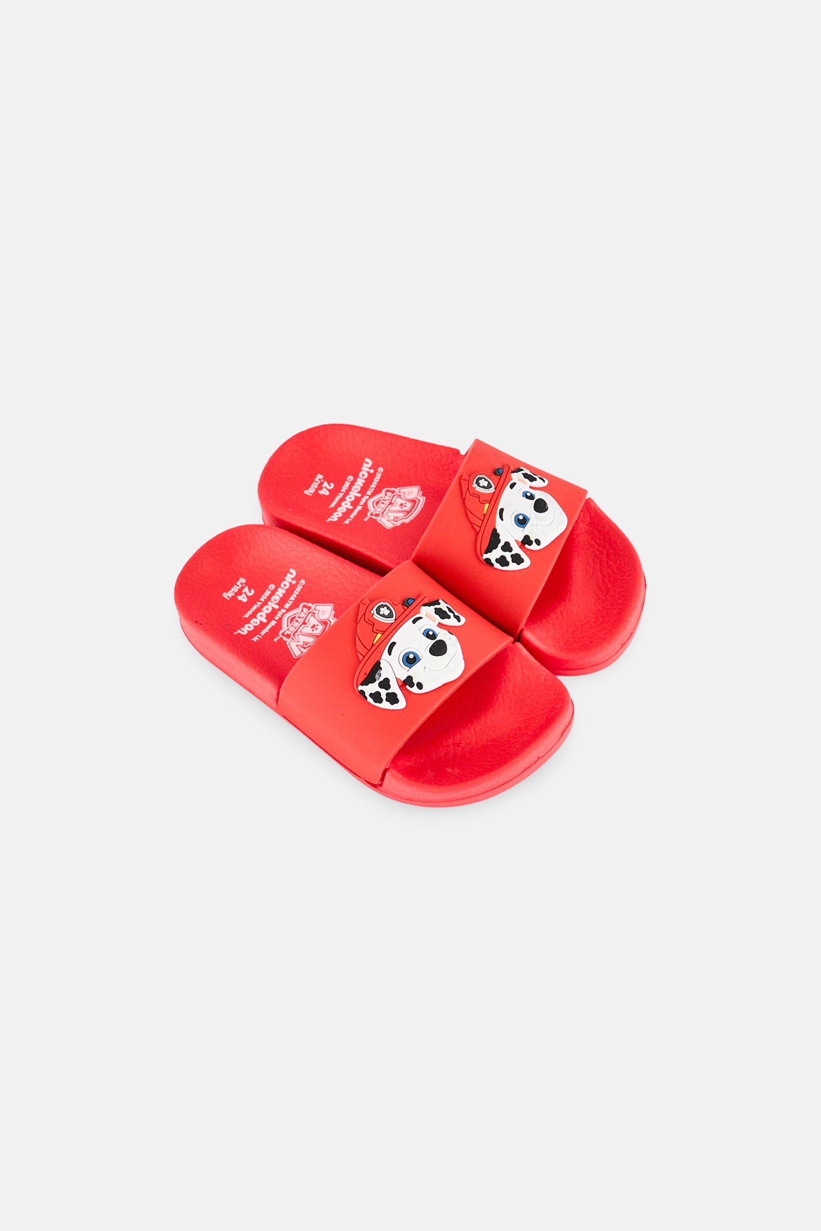 Toddlers Boy Slip On Paw Patrol Slides, Red