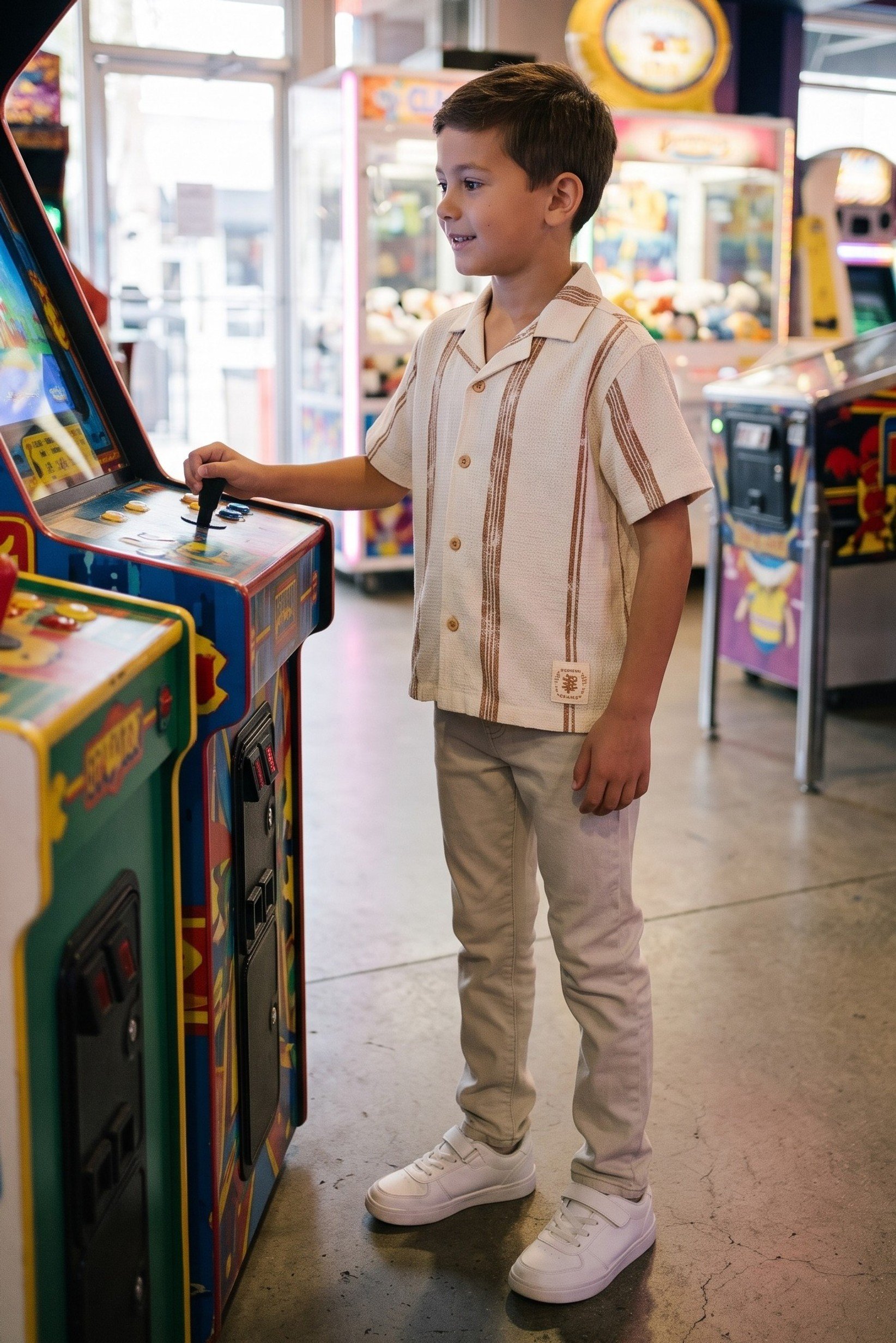 Kids Boy Spread Collar Short Sleeve Textured Shirt, Multicolor