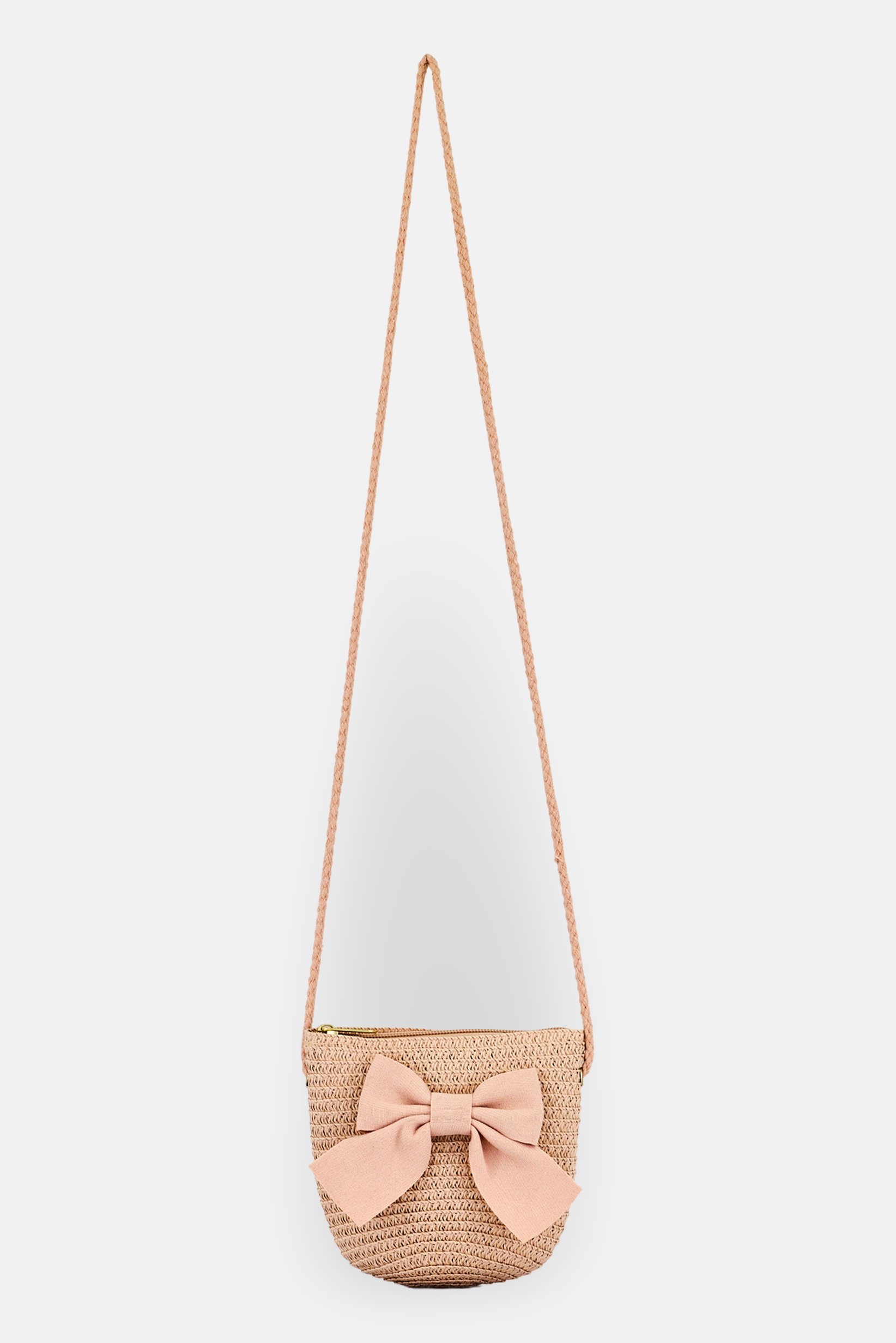 Kids Girl Knitted Print Shoulder Bag, Dusty Pink