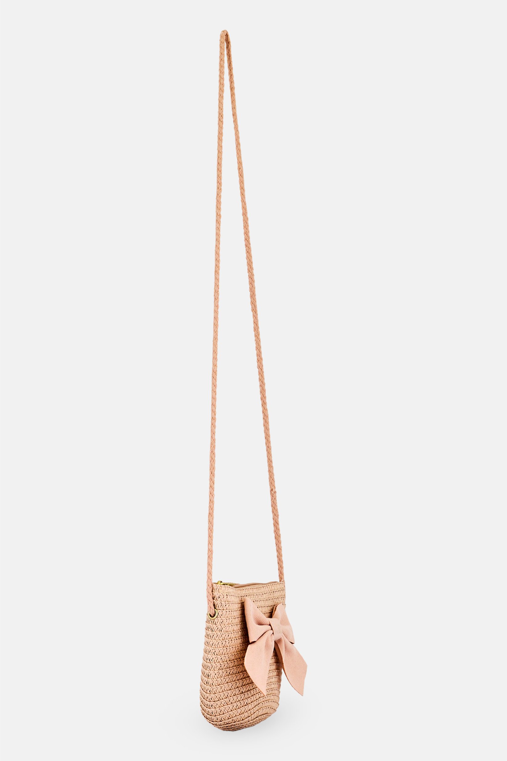 Kids Girl Knitted Print Shoulder Bag, Dusty Pink