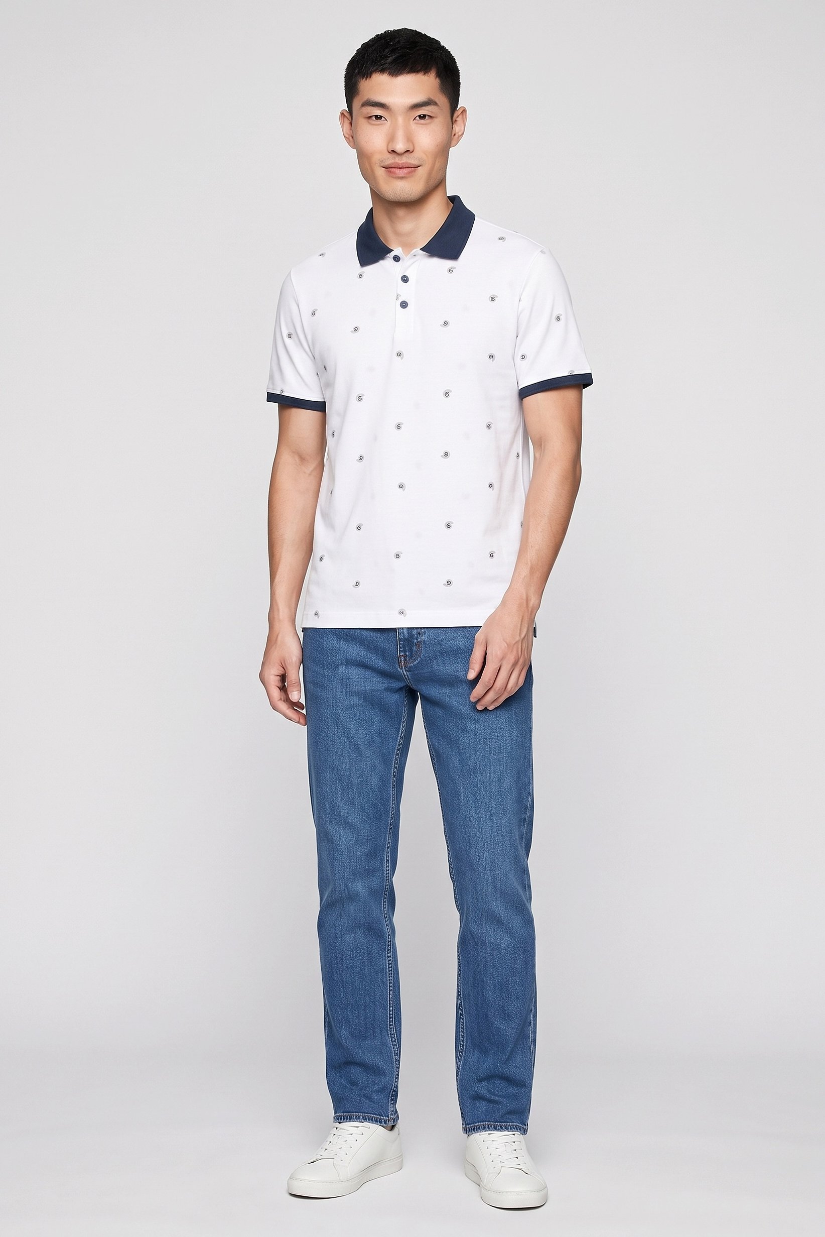 Men Regular Fit Allover Print Short Sleeve Polo Shirt, Multicolor