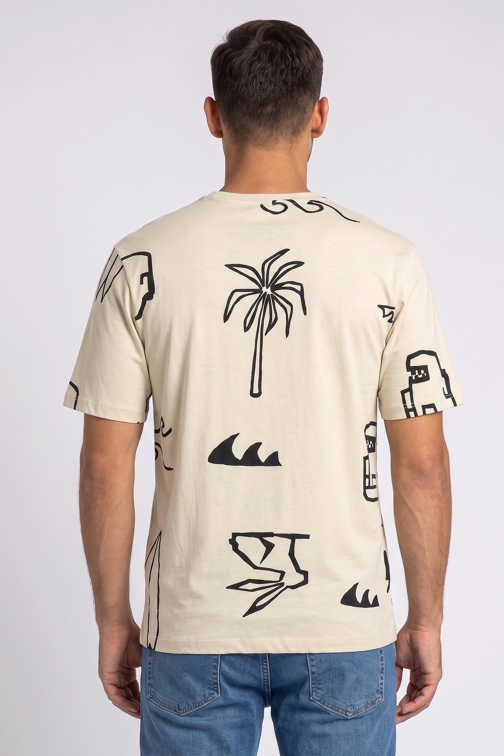 Men Crew Neck Short Sleeve Graphic Print T-Shirt, Multicolor