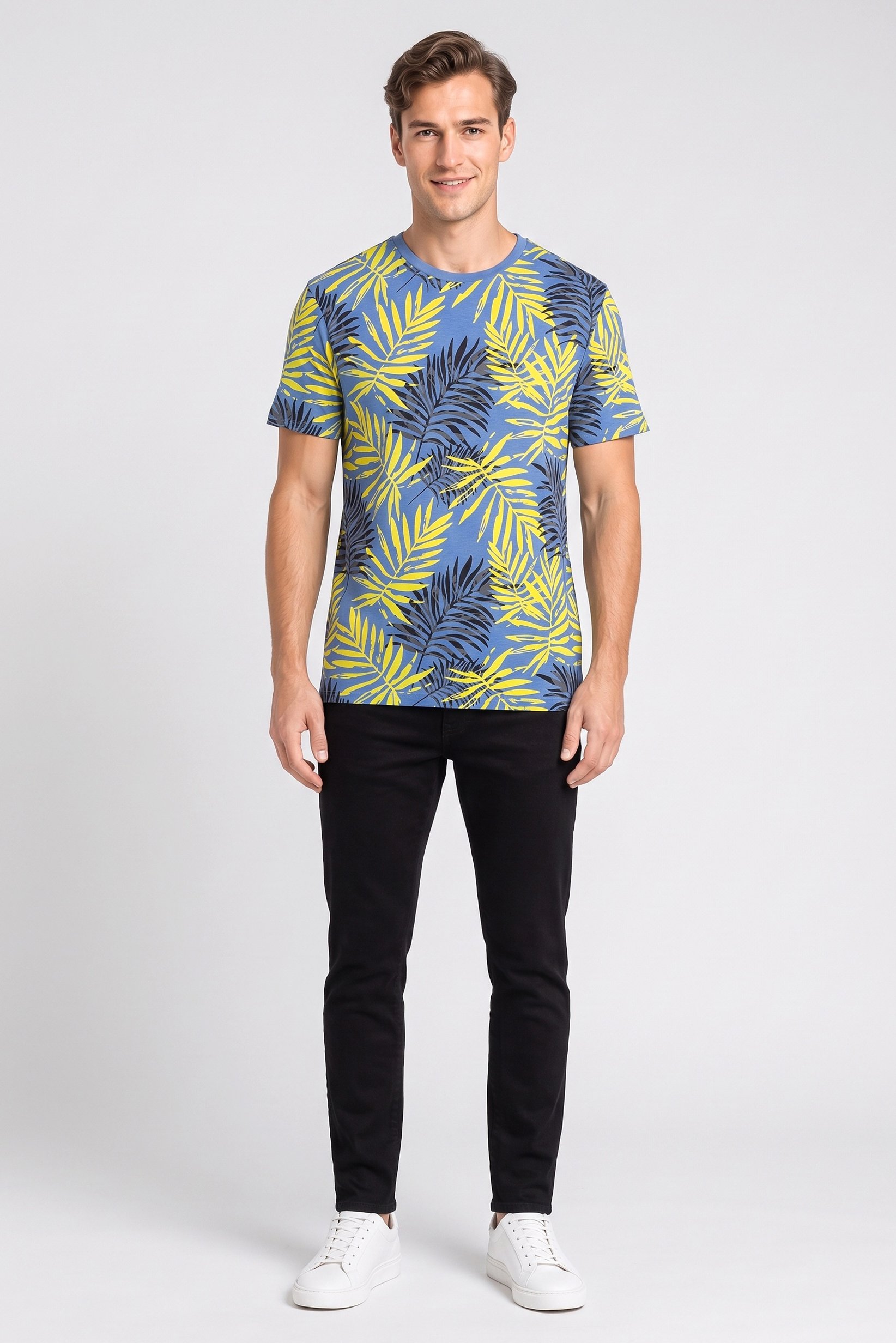 Men Crew Neck Short Sleeve Graphic Print T-Shirt, Multicolor
