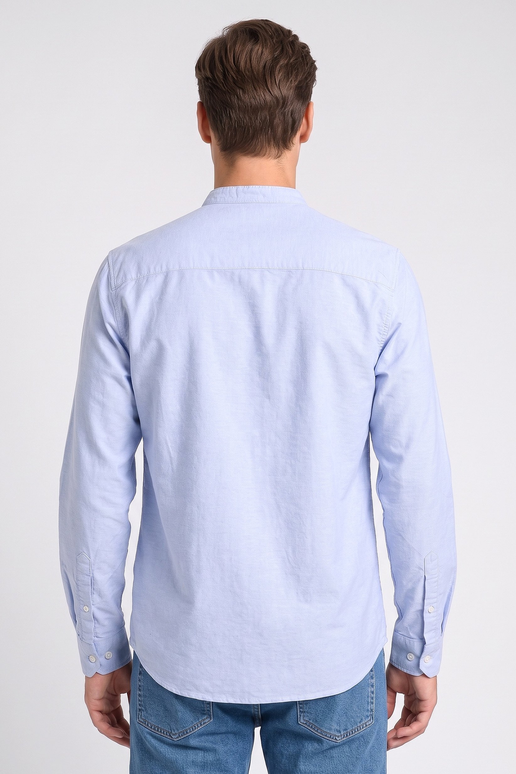 Men Regular Fit Long Sleeve Plain Casual Shirt, Sky Blue