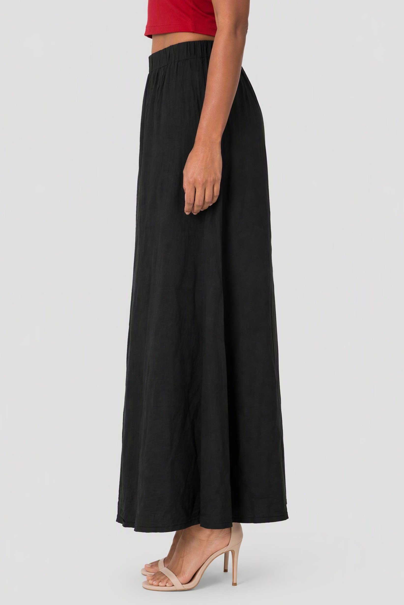 Women Textured Maxi Skirt, Black
