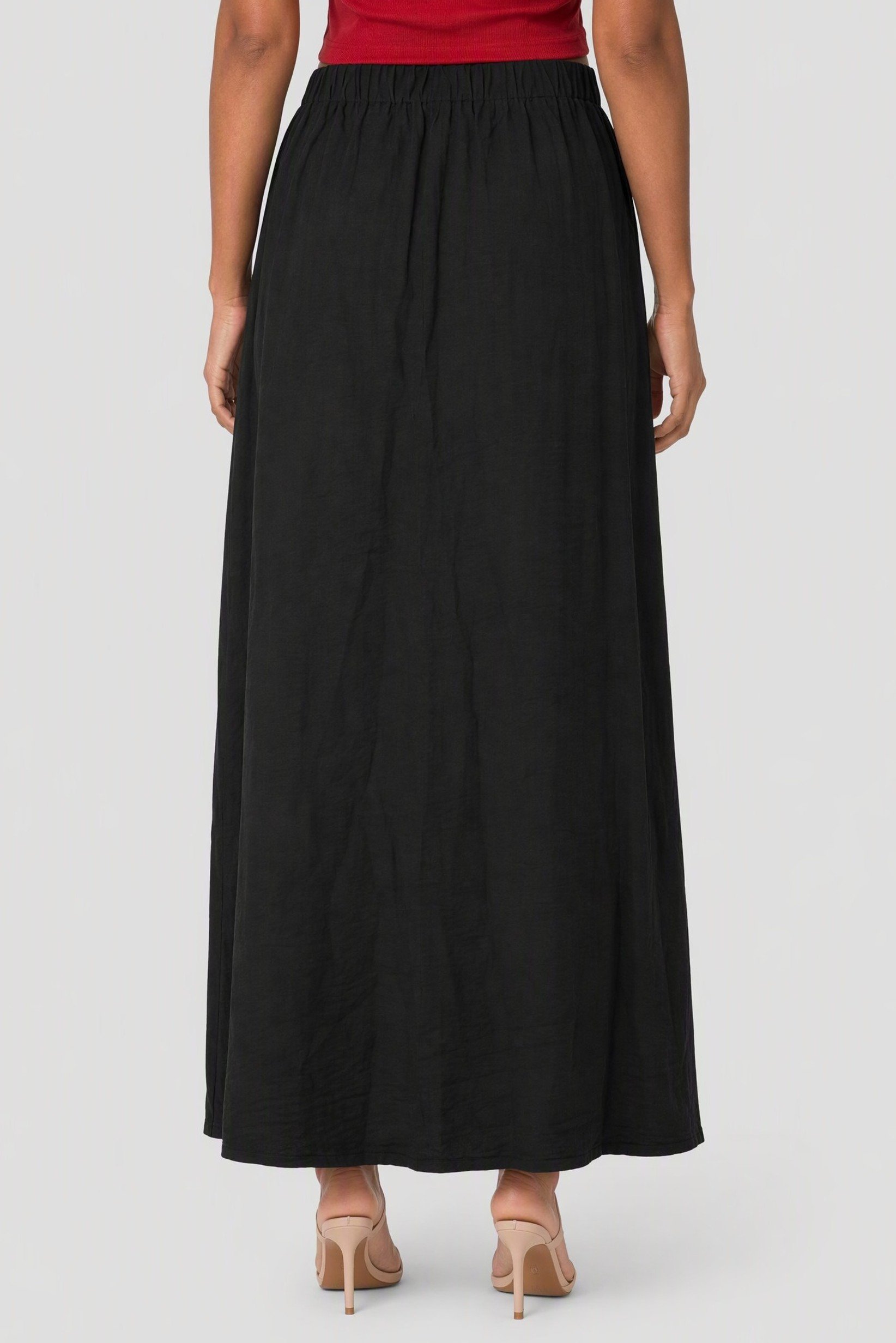 Women Textured Maxi Skirt, Black