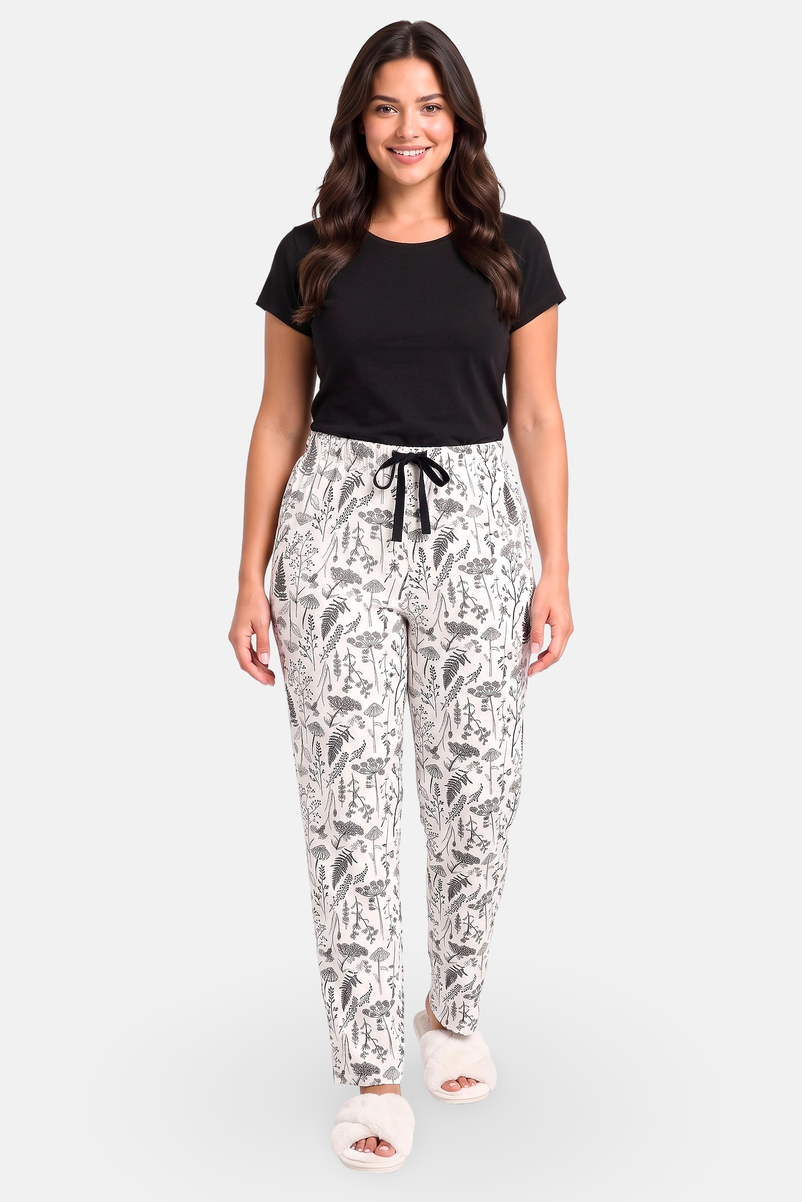Women 2 Pieces Floral Print Top And Bottom Pajama Set, Multicolor