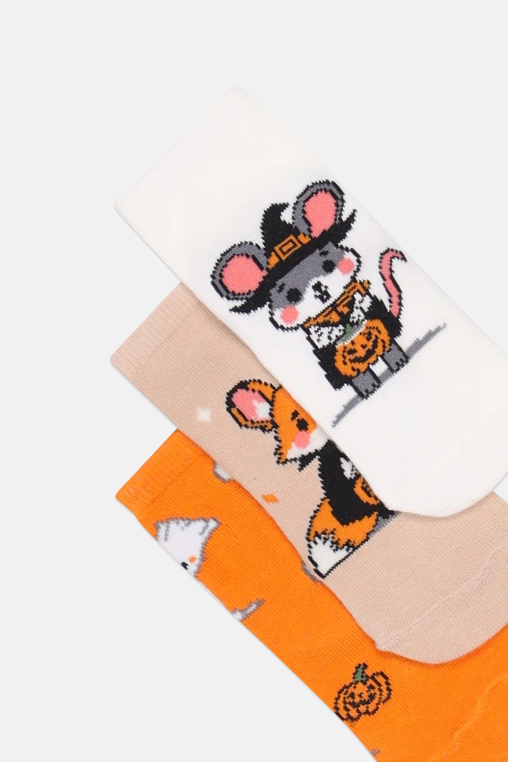 Toddlers Girl 3 Pairs Graphic Print Crew Socks, Multicolor