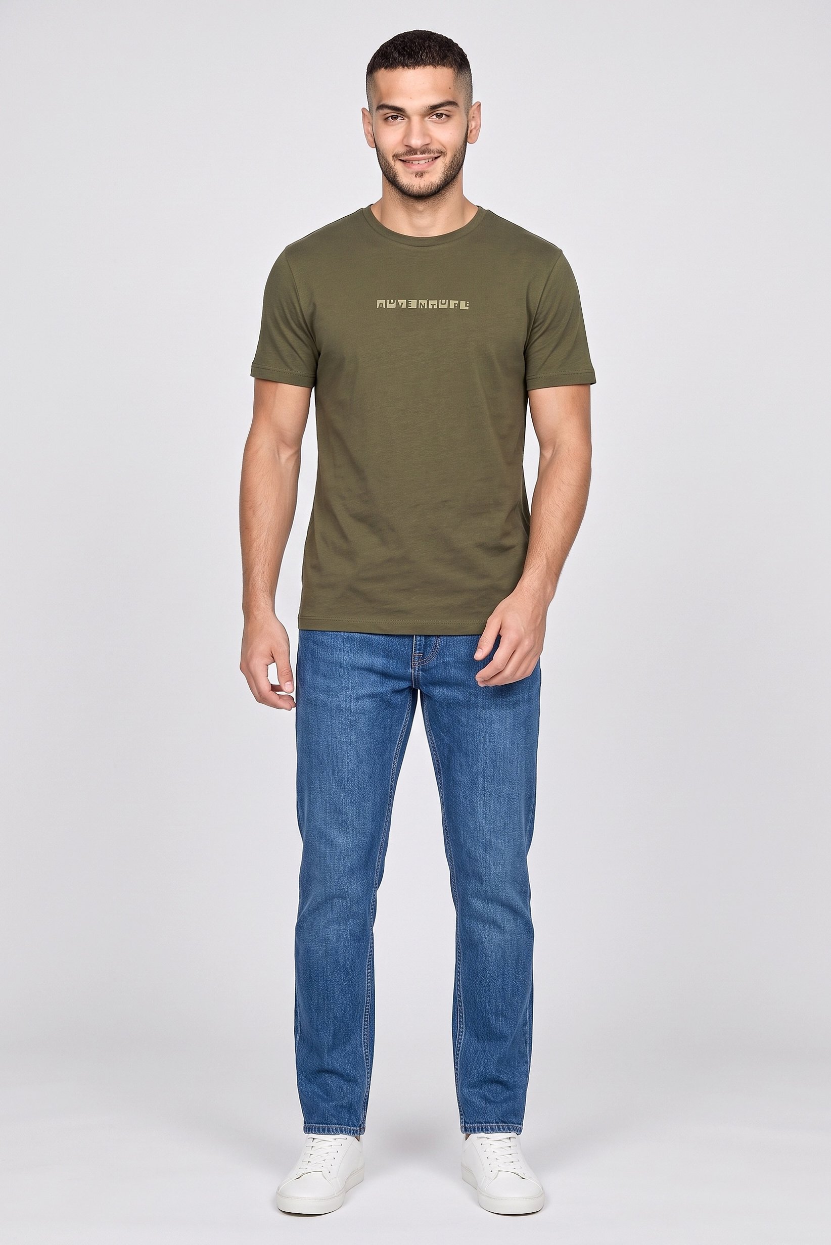 Men Crew Neck Short Sleeve Graphic T-Shirt, Dark Olive