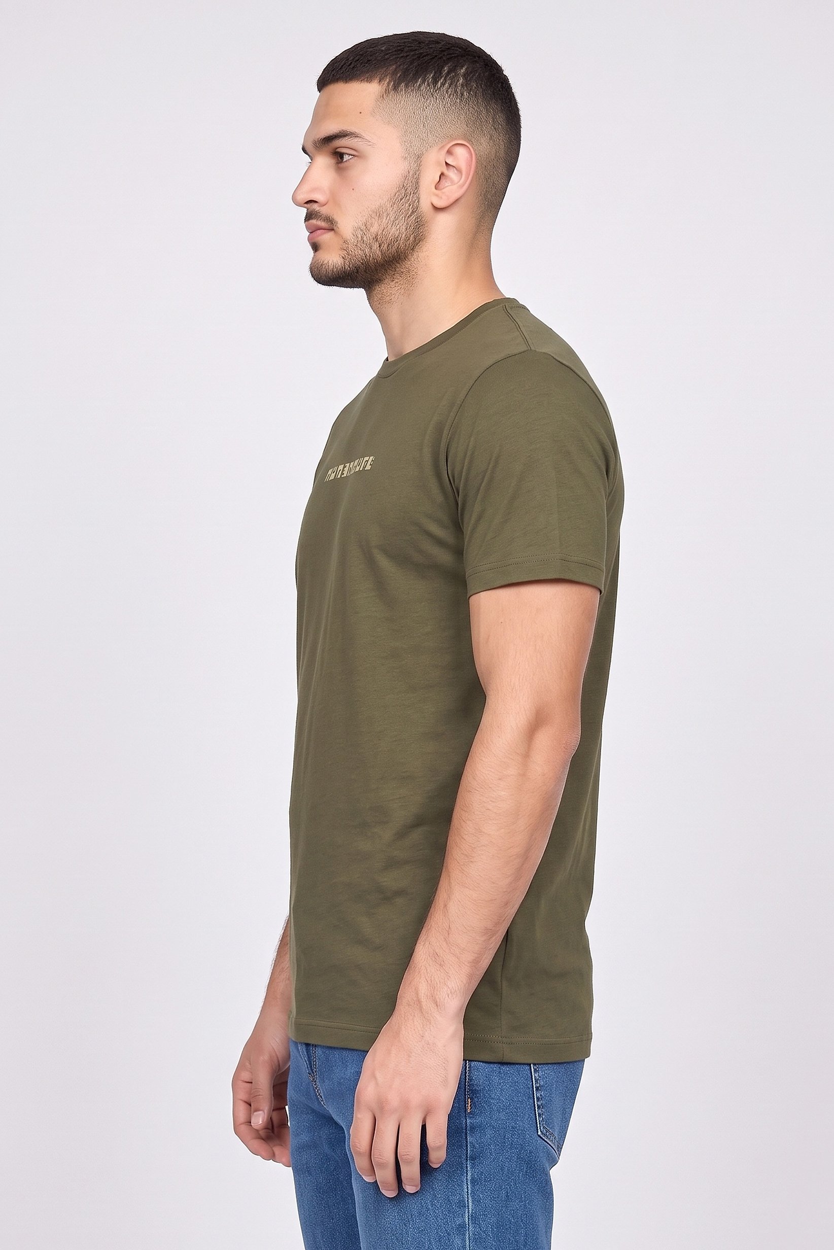 Men Crew Neck Short Sleeve Graphic T-Shirt, Dark Olive