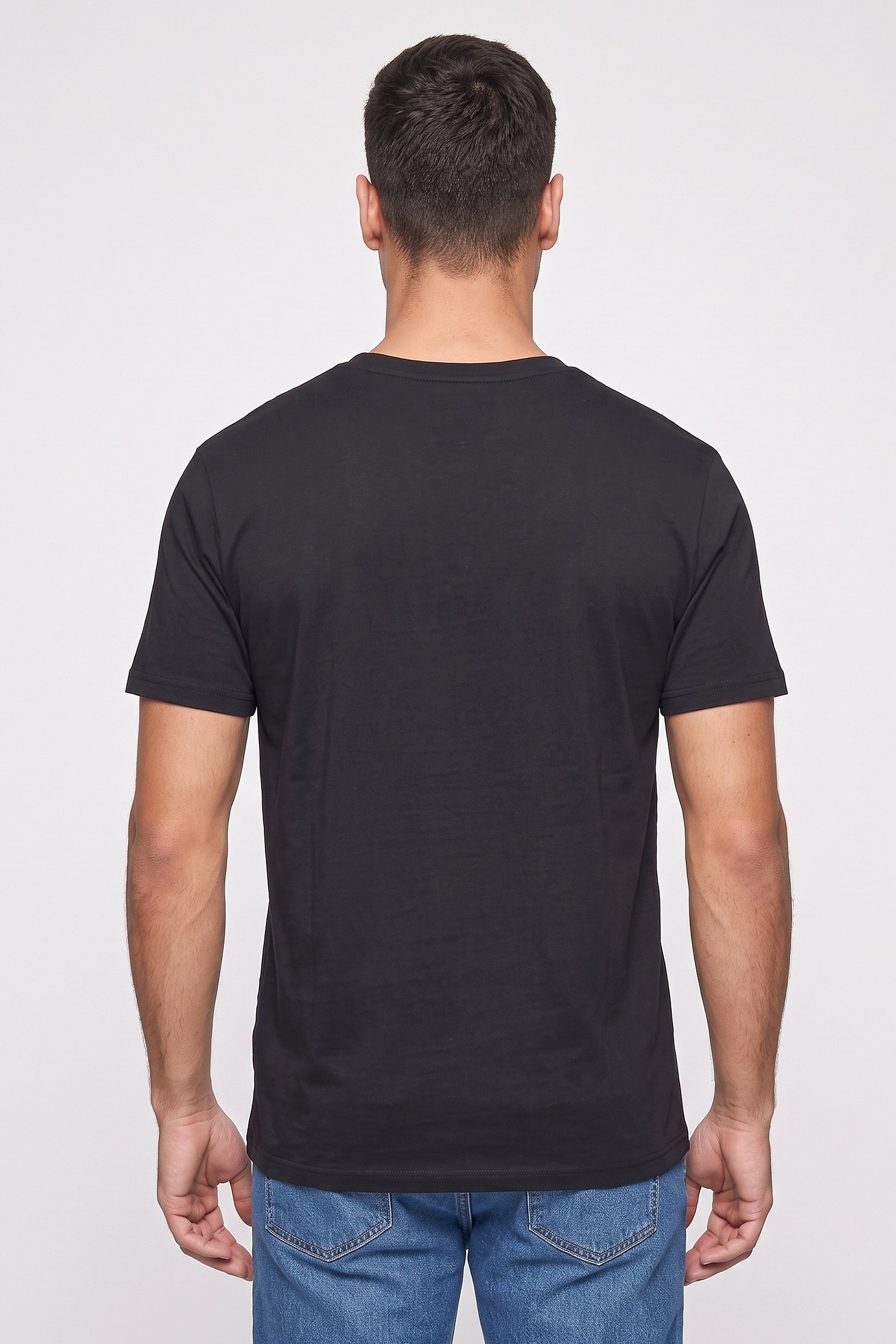 Men Crew Neck Short Sleeve Graphic Print T-Shirt, Black