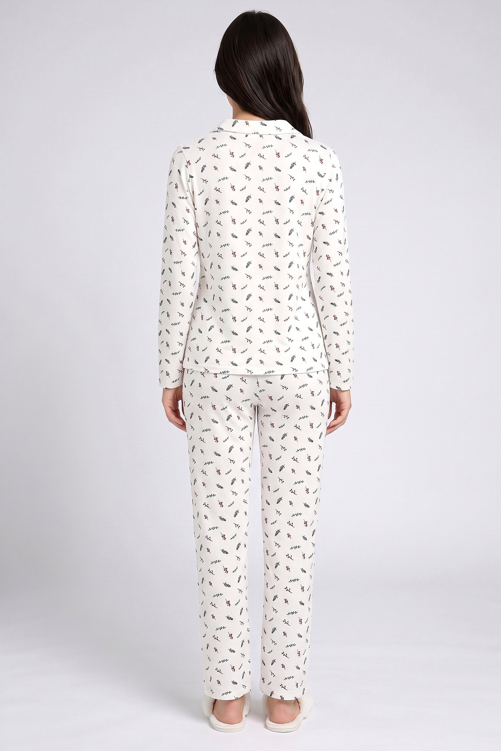 Women 2 Pieces Allover Print Shirt And Bottom Pajama Set, Multicolor