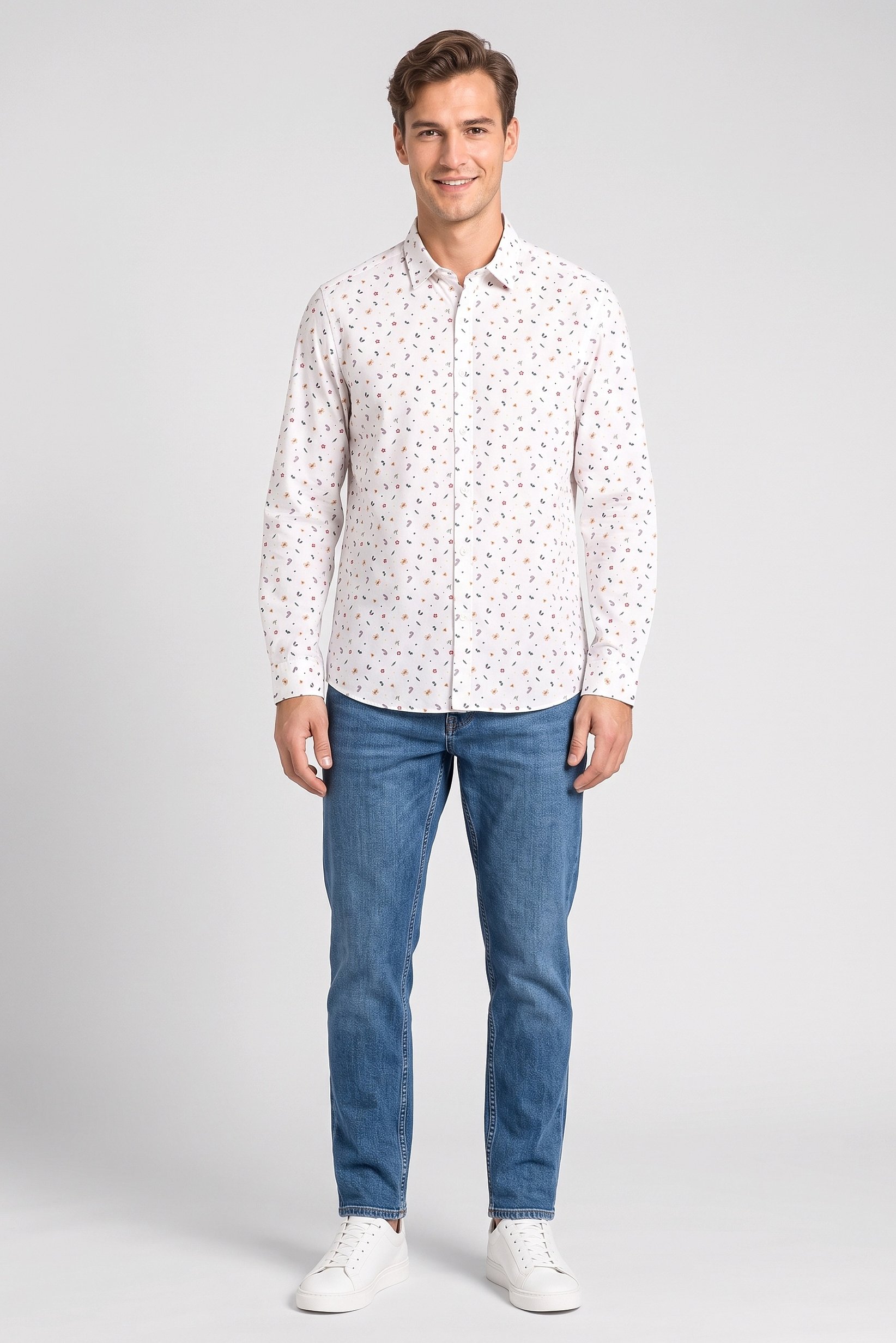 Men Regular Fit Allover Print Long Sleeve Casual Shirt, Multicolor