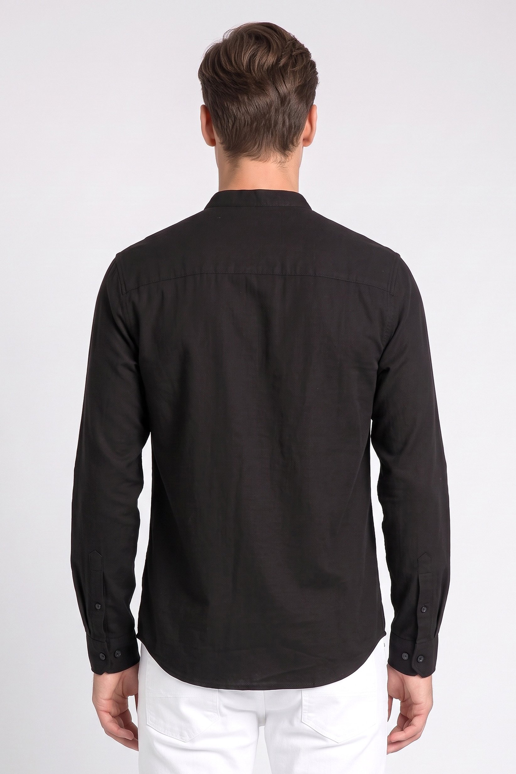 Men Regular Fit Long Sleeve Solid Casual Shirt, Black