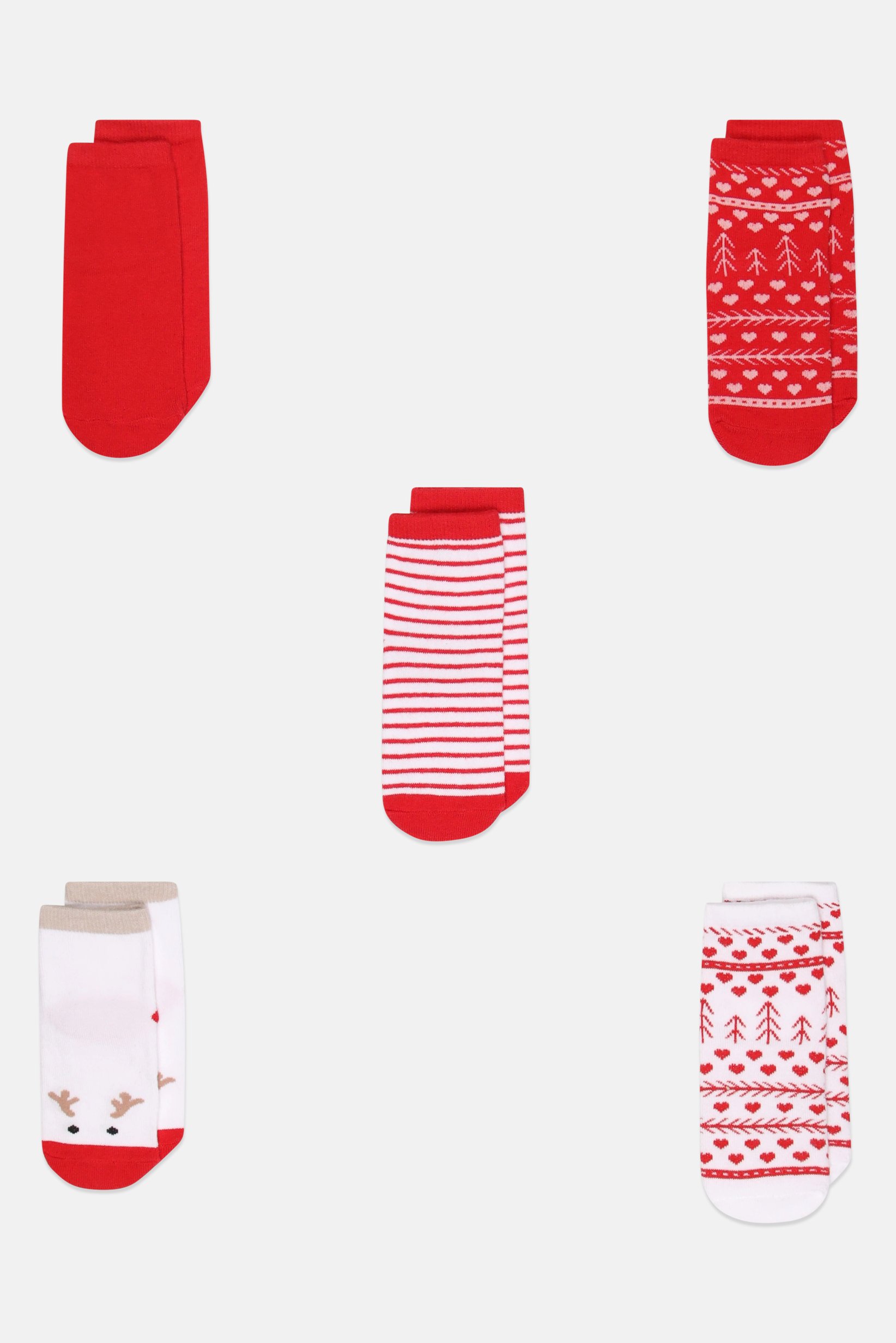 Toddlers Girl 5 Pairs Allover Print Crew Socks, Multicolor