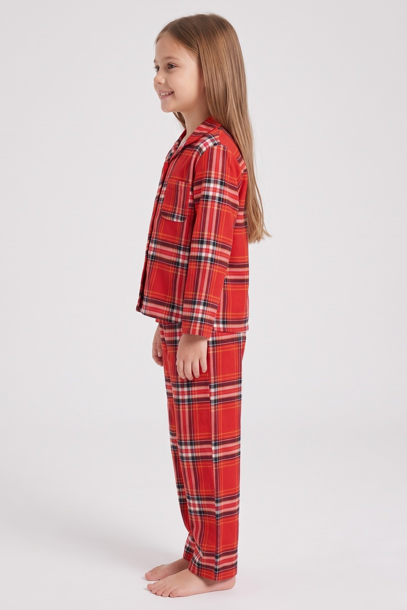 Kids Girl 2 Pieces Plaid Print Top And Pants Sleepwear Set, Multicolor