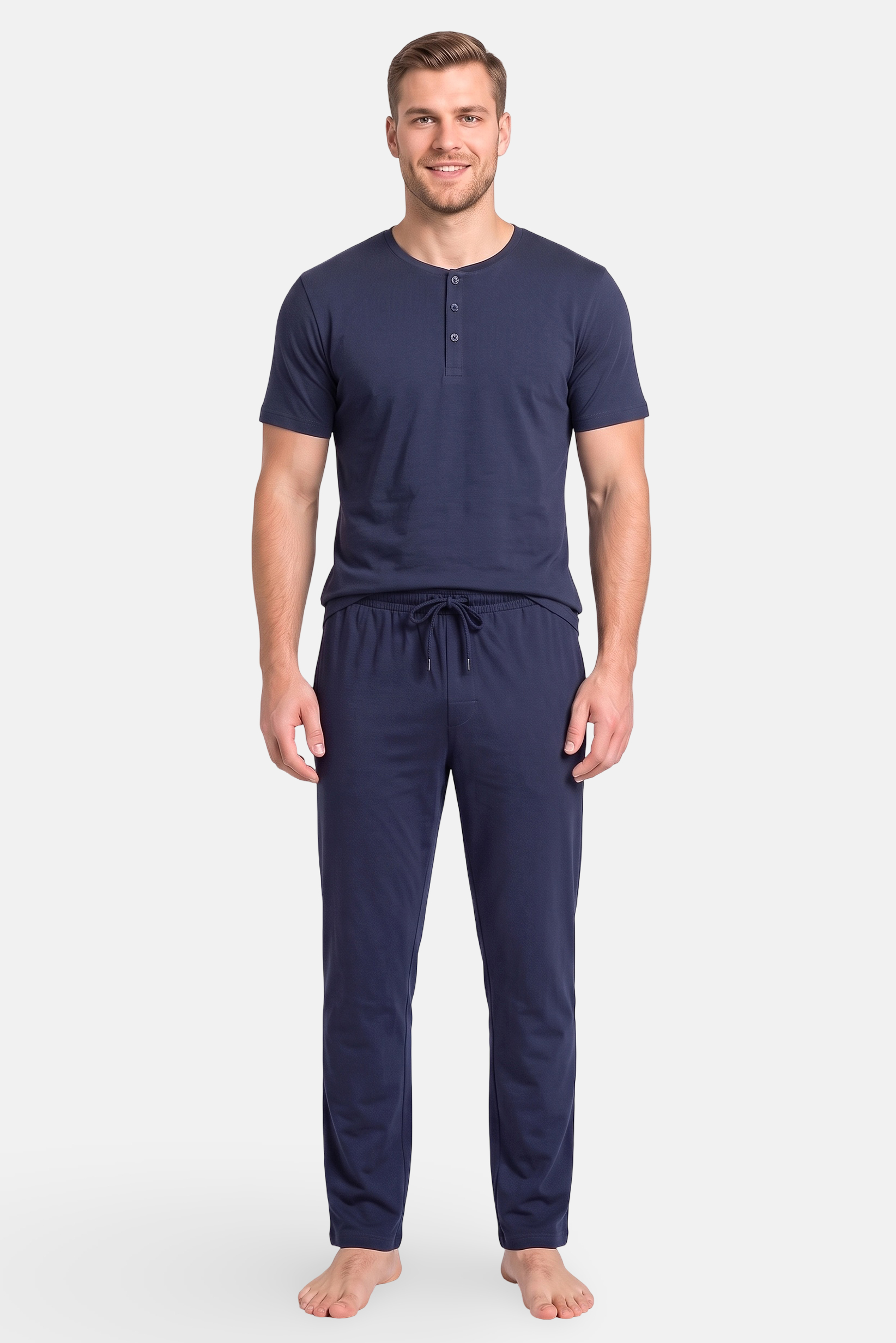 Men 2 Pcs Long Sleeve T-Shirt And Pyjamas Pants Set, Multicolor