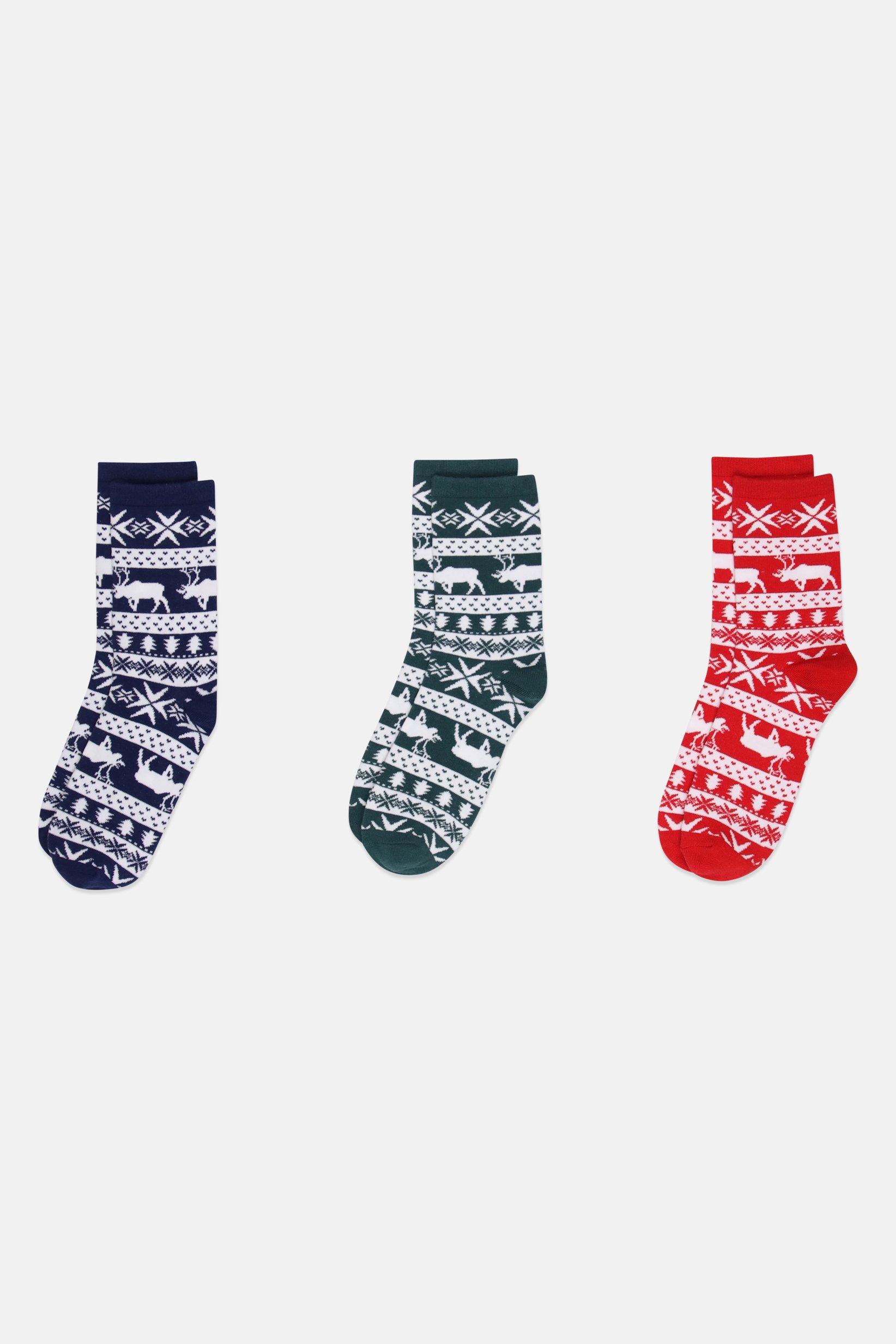 Men 3 Pairs Graphic Print Crew Socks, Multicolor